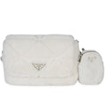 White Shearling Patchwork System Flap Bag