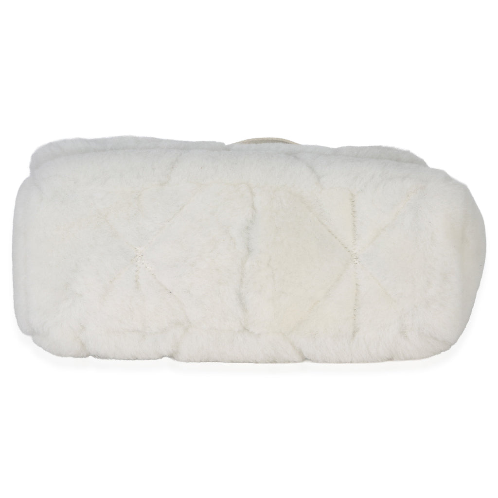 White Shearling Patchwork System Flap Bag