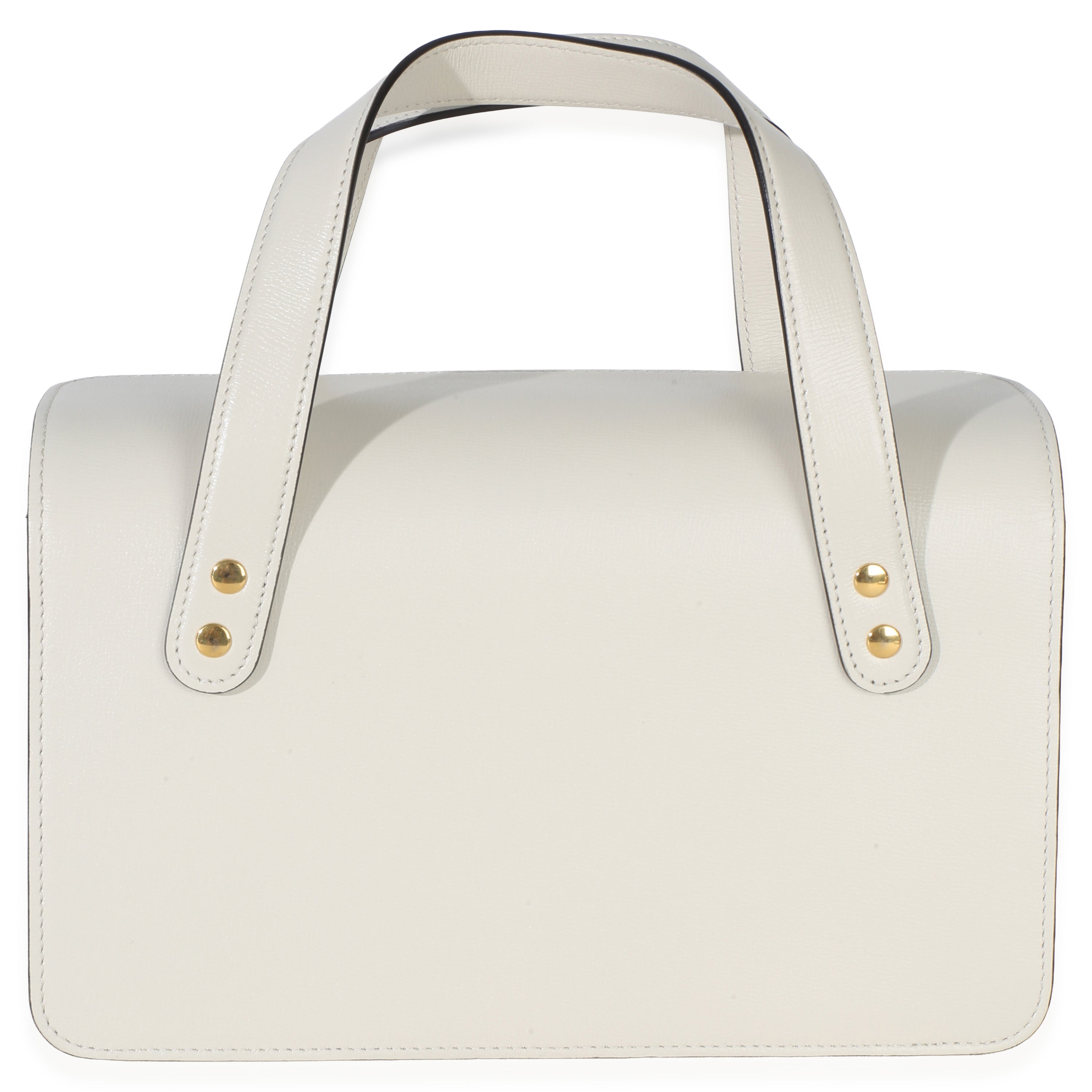 Mystic White Calfskin Small Horsebit 1955 Foldover Top Handle Bag