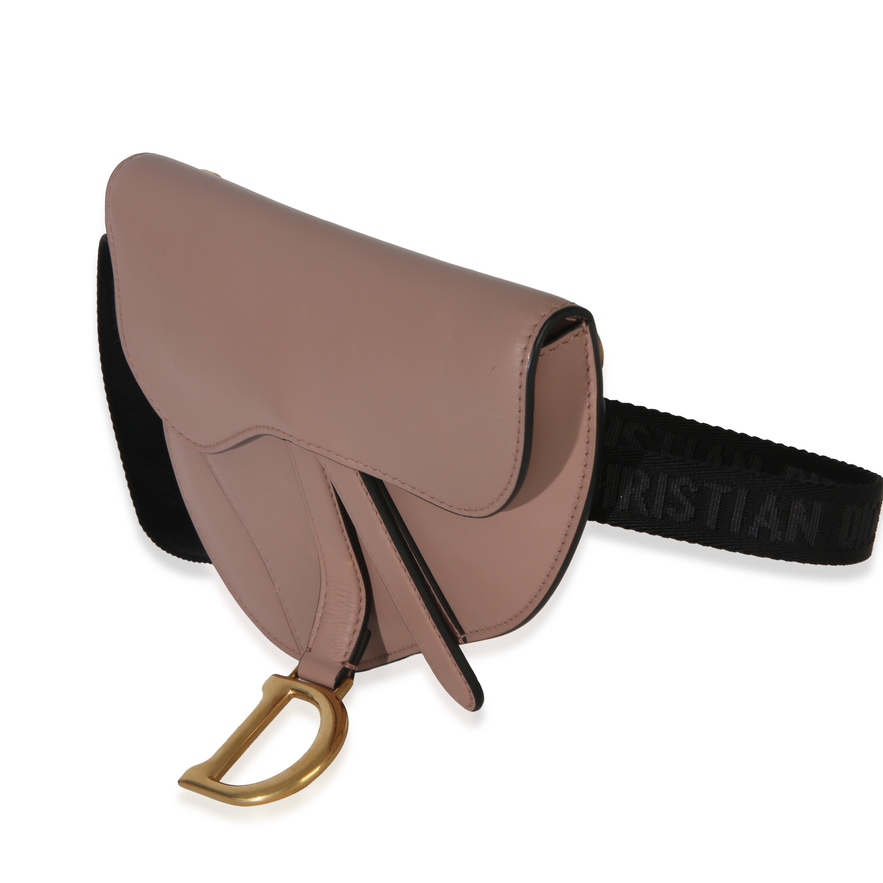 Pink Calfskin Saddle Belt Pouch