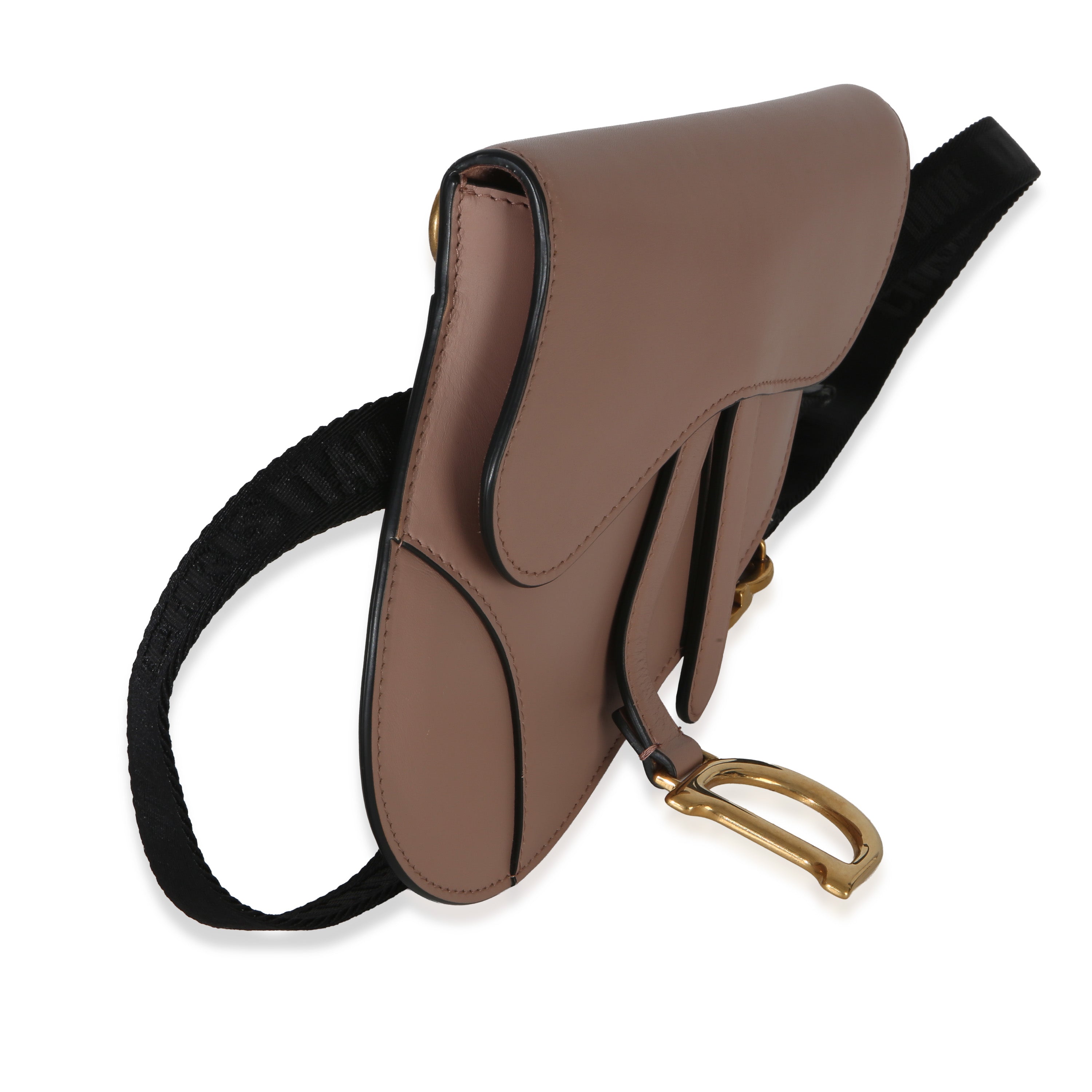 Pink Calfskin Saddle Belt Pouch