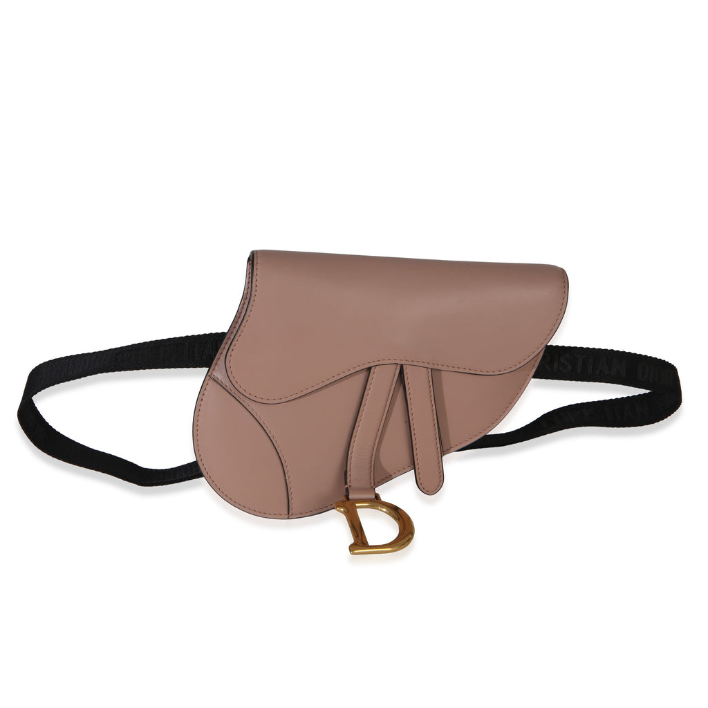 Pink Calfskin Saddle Belt Pouch
