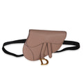Pink Calfskin Saddle Belt Pouch