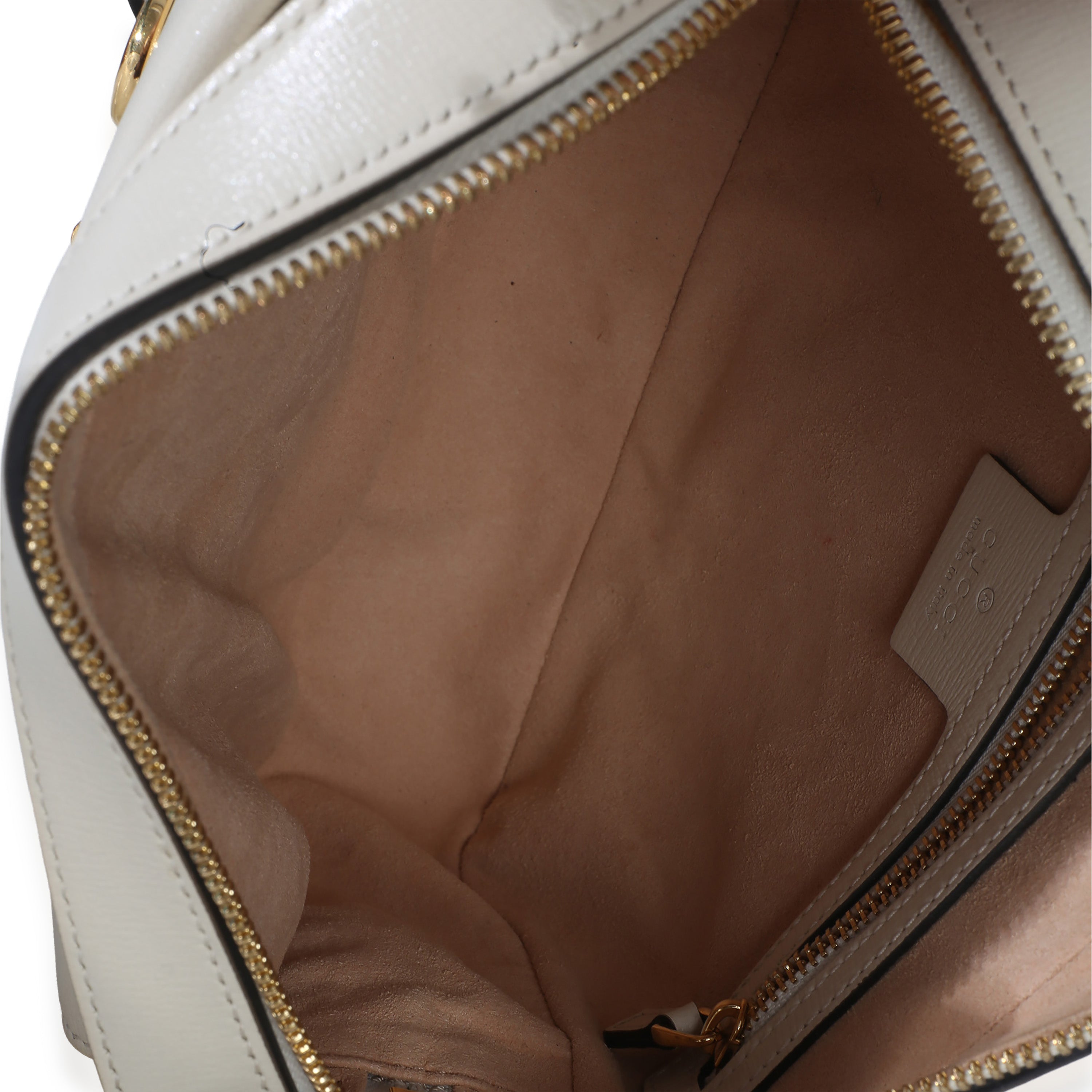 White Textured Calfskin Small Horsebit 1955 Shoulder Bag
