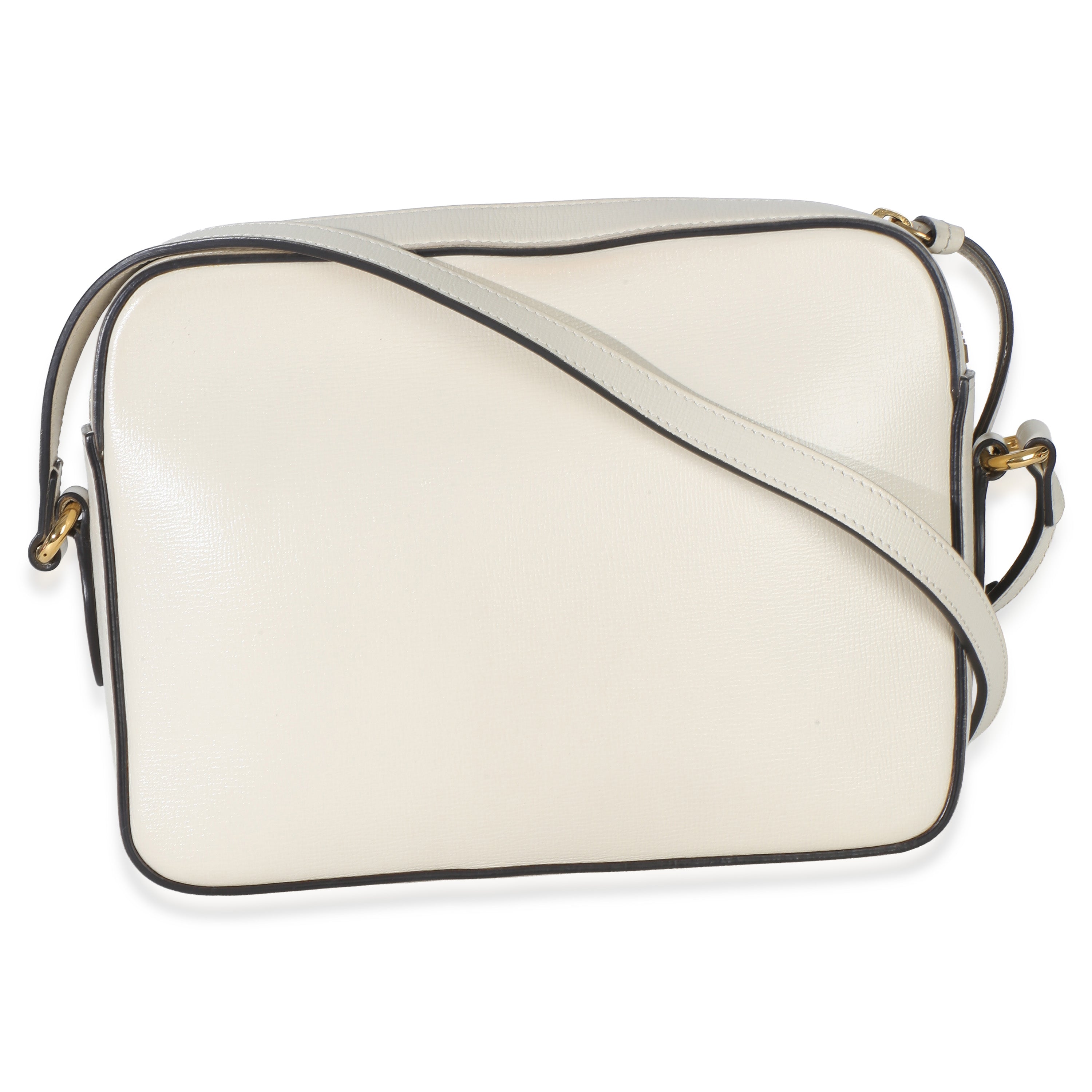 White Textured Calfskin Small Horsebit 1955 Shoulder Bag