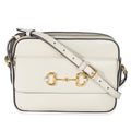 White Textured Calfskin Small Horsebit 1955 Shoulder Bag