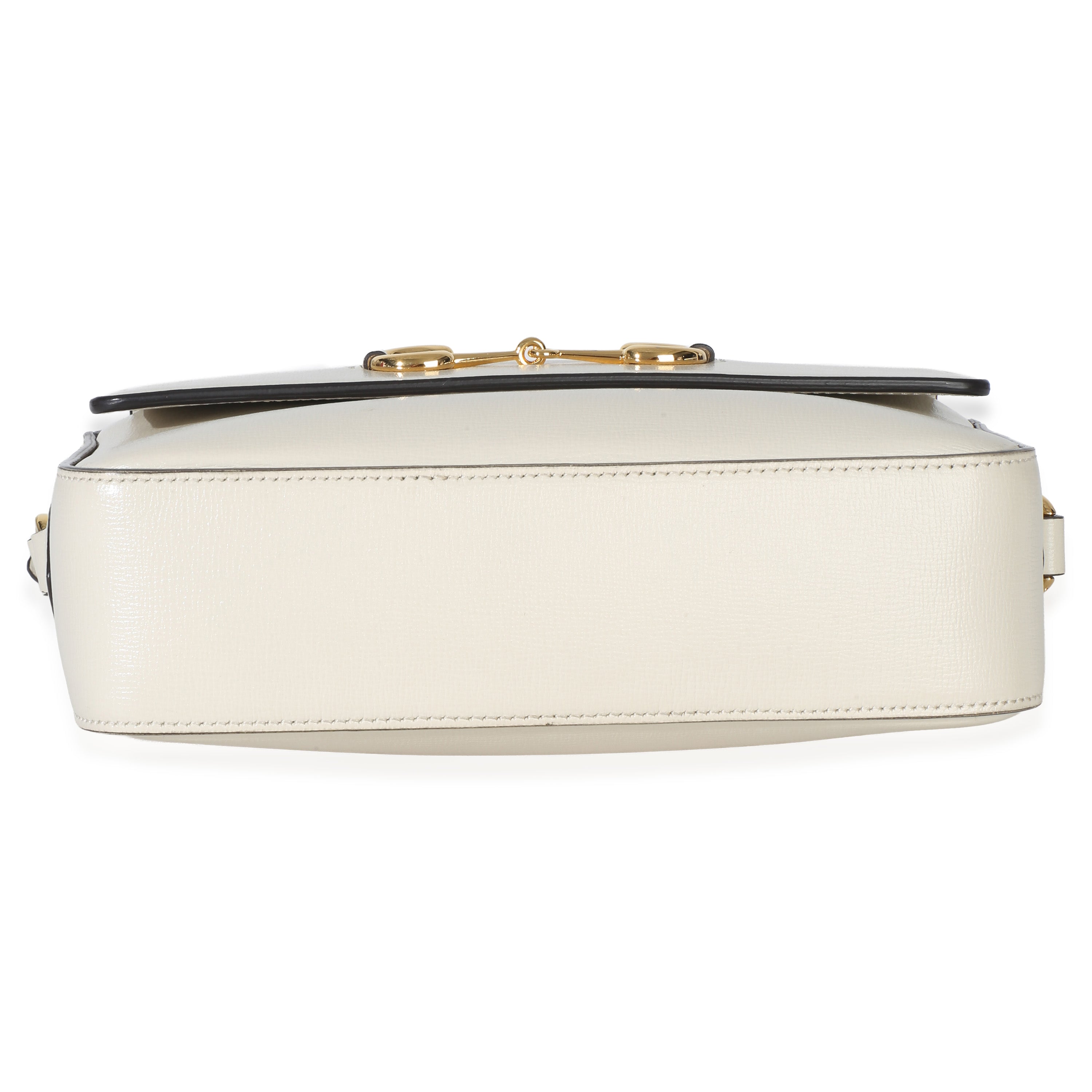 White Textured Calfskin Small Horsebit 1955 Shoulder Bag