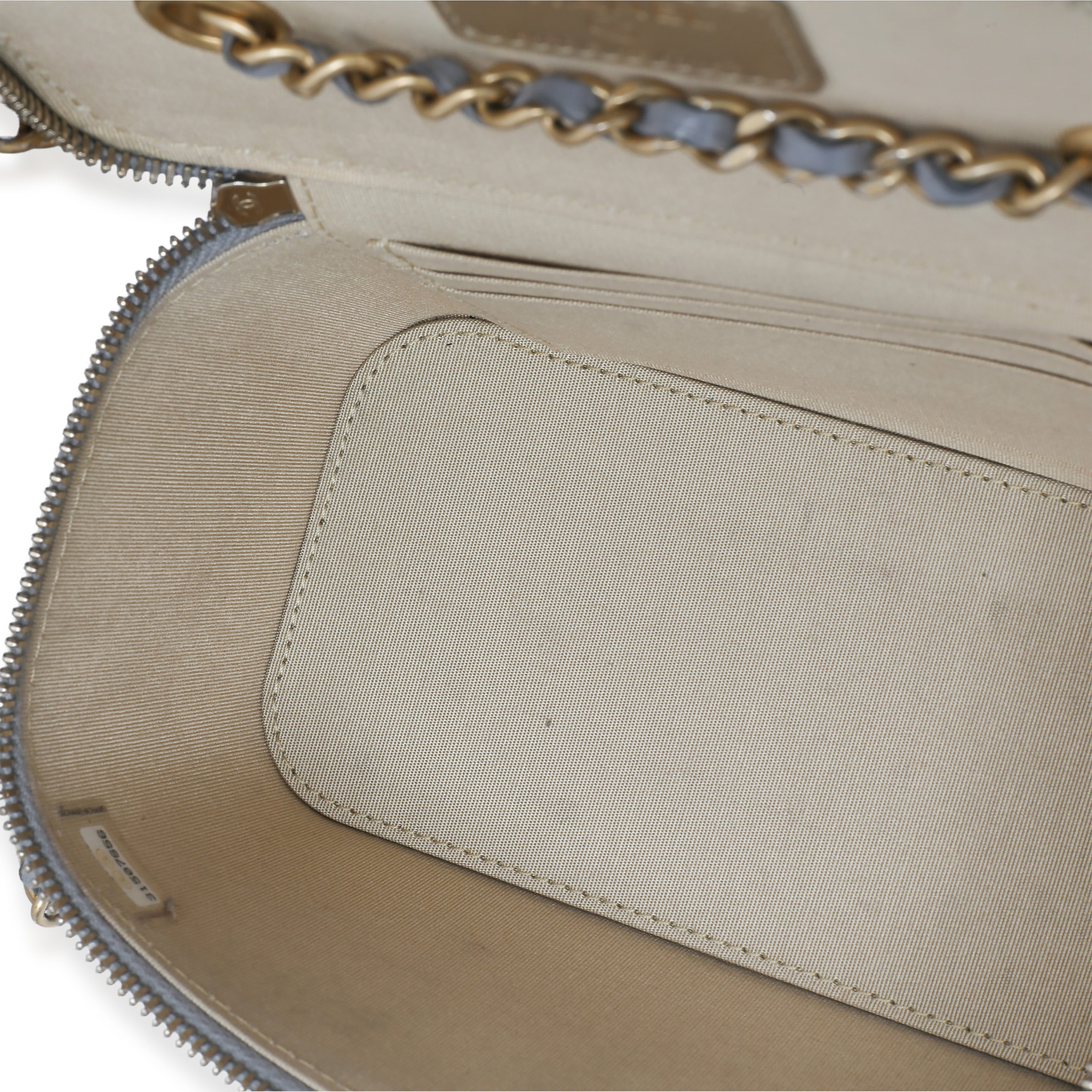 Grey Quilted Lambskin Small Pearl Crush Vanity Case