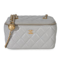 Grey Quilted Lambskin Small Pearl Crush Vanity Case
