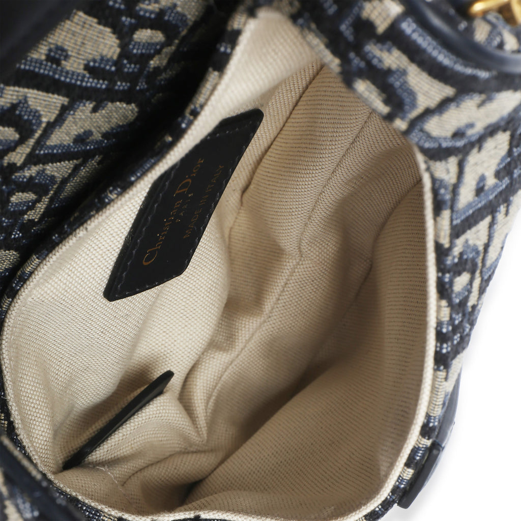 Navy Oblique Canvas Mini Saddle Bag