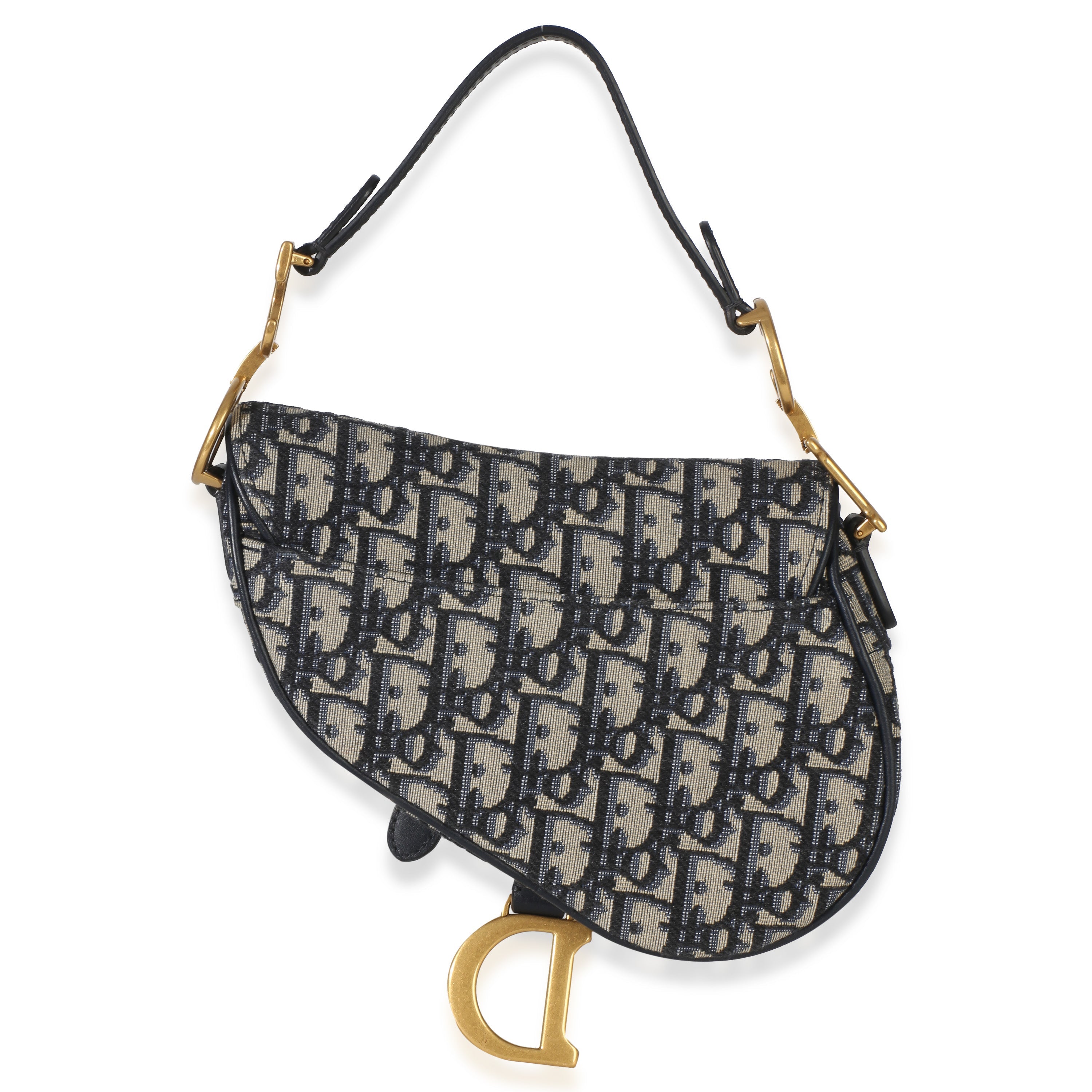 Navy Oblique Canvas Mini Saddle Bag