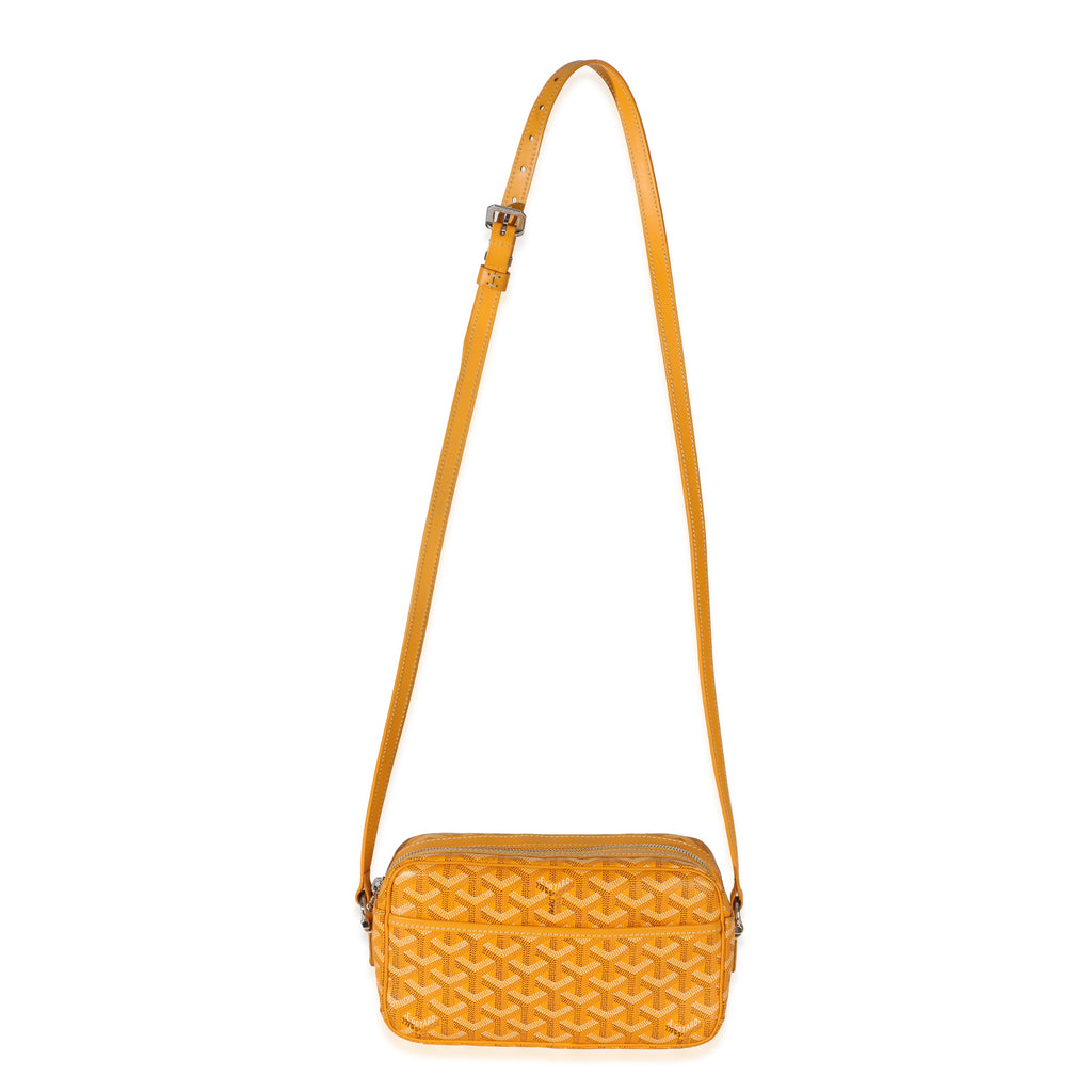 Yellow Goyardine Canvas Sac Cap Vert PM
