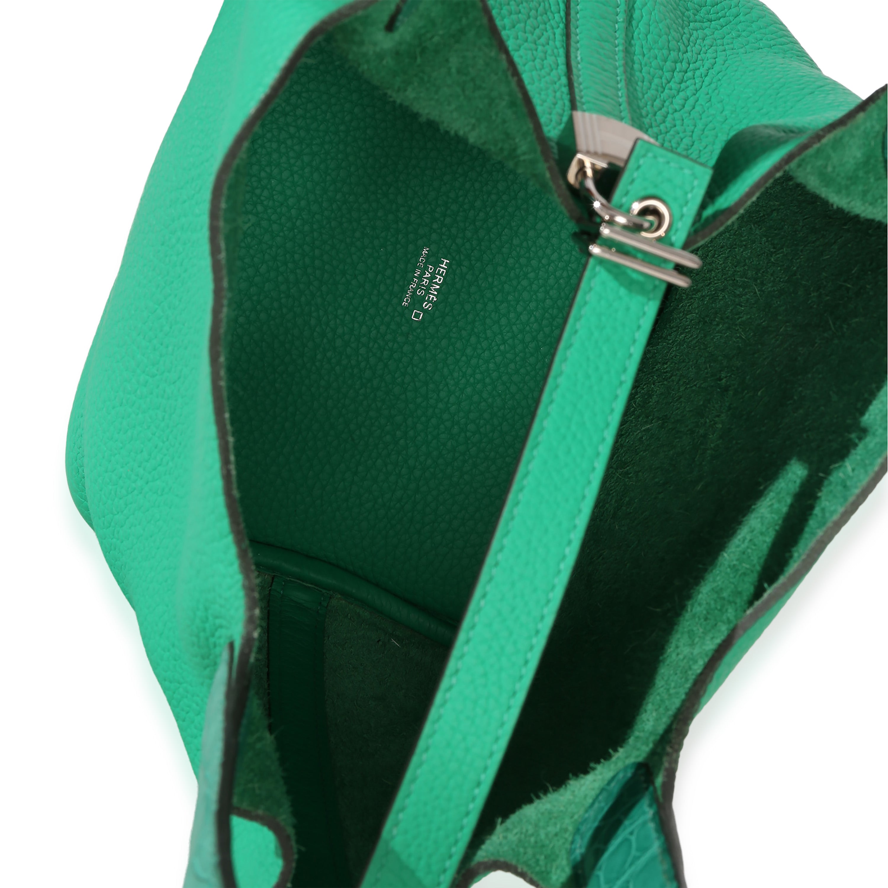Vert Jade Menthe Clemence Matte Alligator Touch Picotin Lock 18 PHW