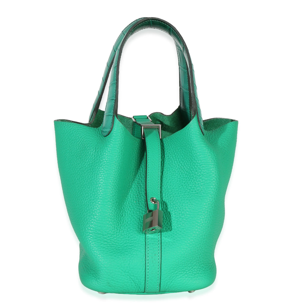 Vert Jade Menthe Clemence Matte Alligator Touch Picotin Lock 18 PHW