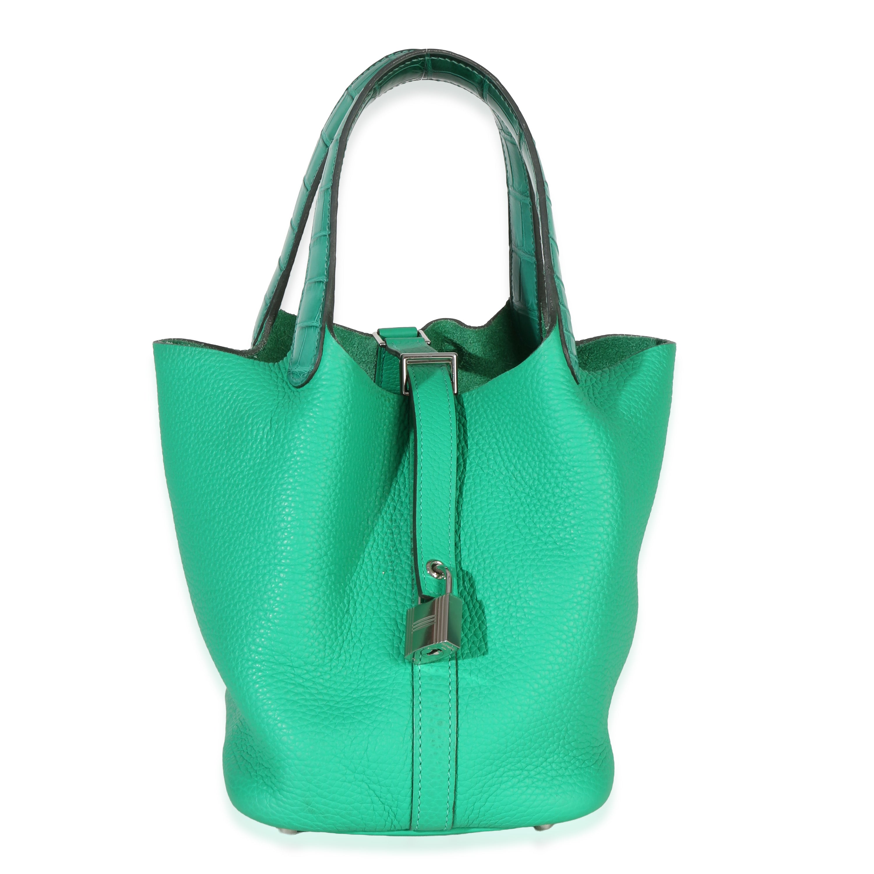 Vert Jade Menthe Clemence Matte Alligator Touch Picotin Lock 18 PHW