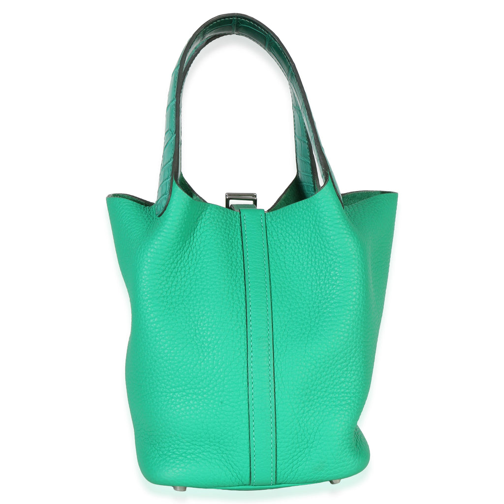 Vert Jade Menthe Clemence Matte Alligator Touch Picotin Lock 18 PHW