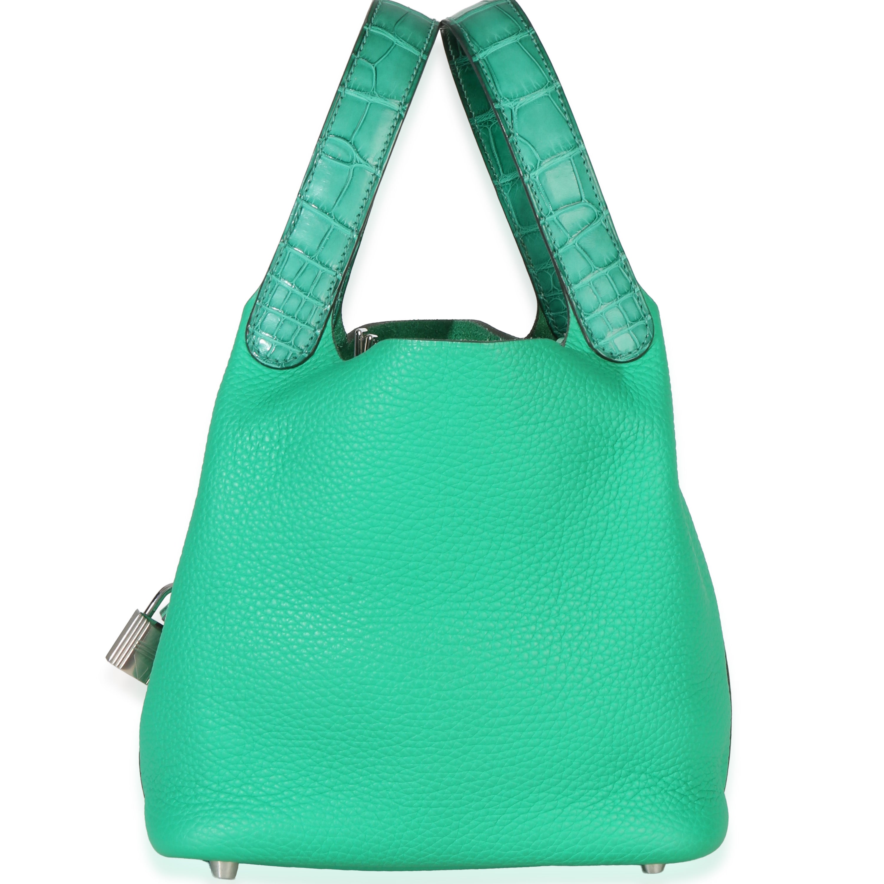 Vert Jade Menthe Clemence Matte Alligator Touch Picotin Lock 18 PHW