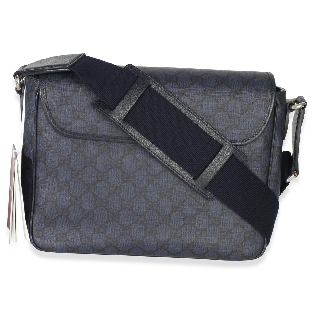 Blue Black Tender GG Supreme Dollar Calfskin Ophidia Messenger Bag