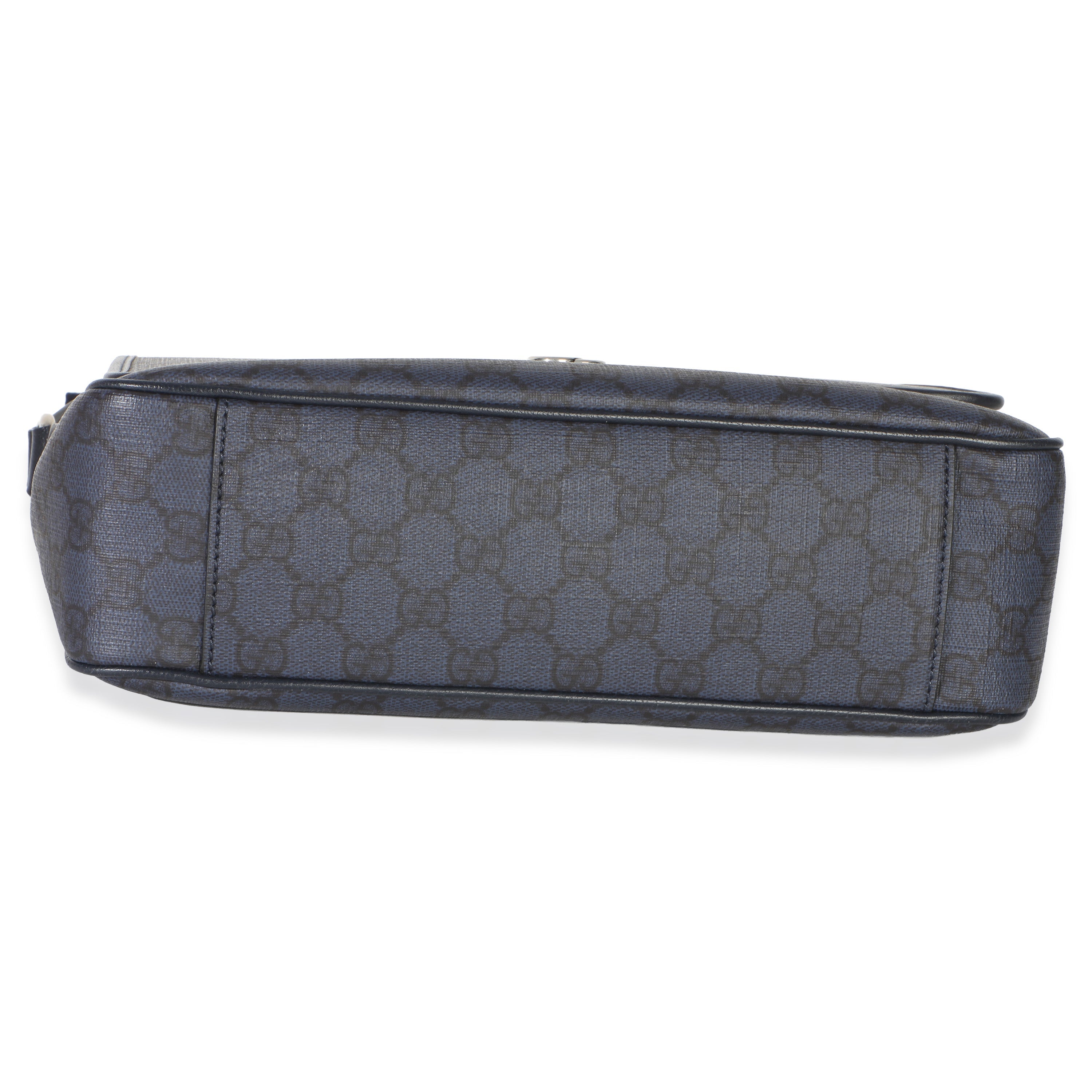 Blue Black Tender GG Supreme Dollar Calfskin Ophidia Messenger Bag