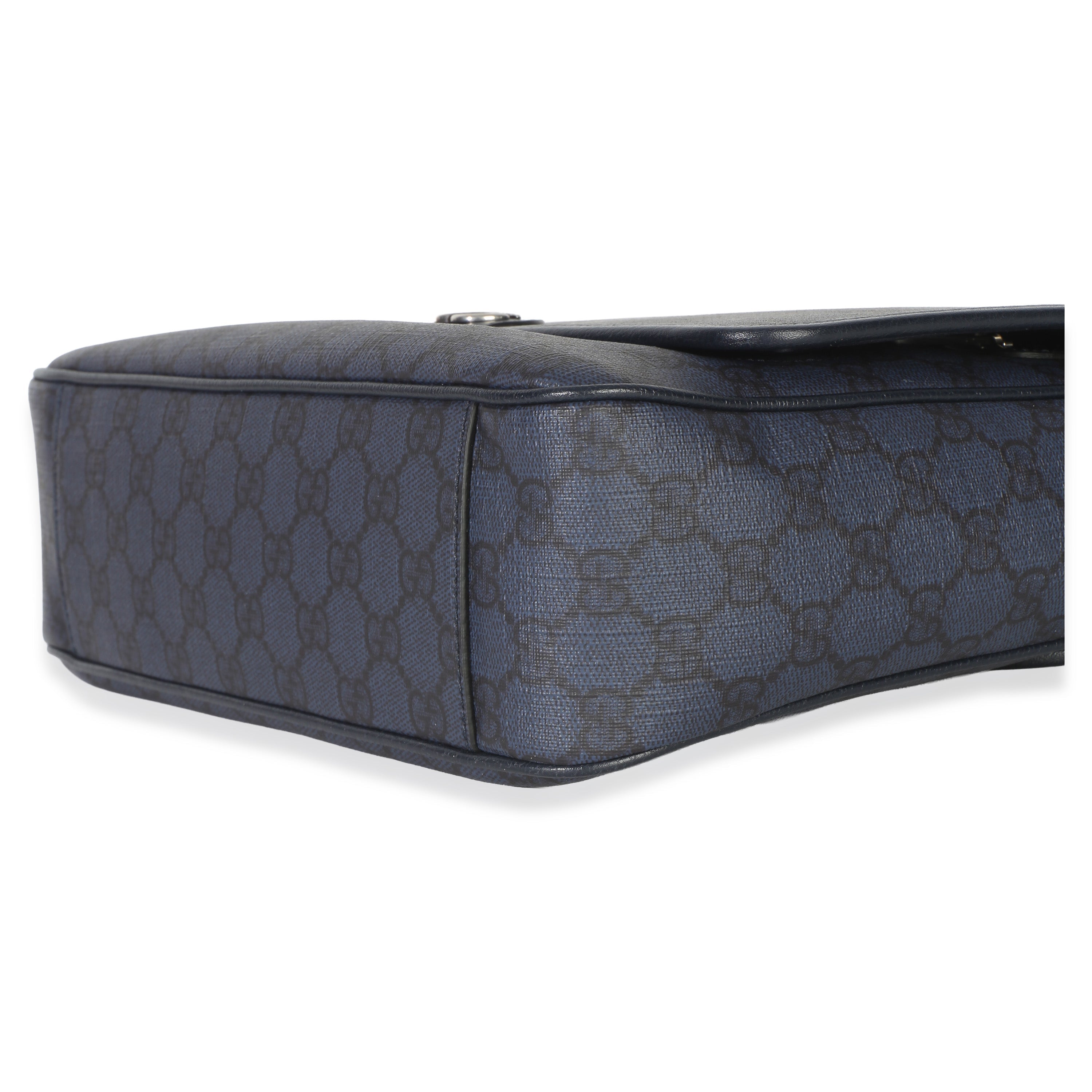 Blue Black Tender GG Supreme Dollar Calfskin Ophidia Messenger Bag