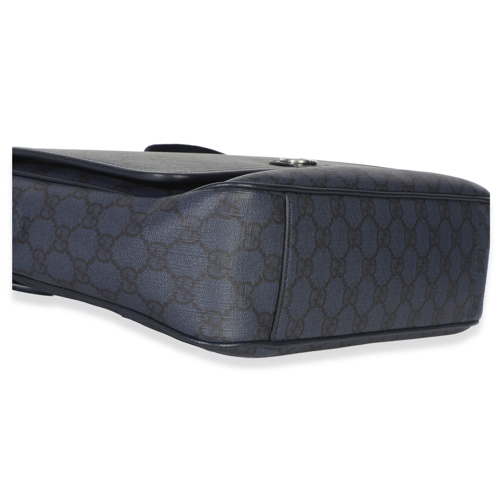 Blue Black Tender GG Supreme Dollar Calfskin Ophidia Messenger Bag