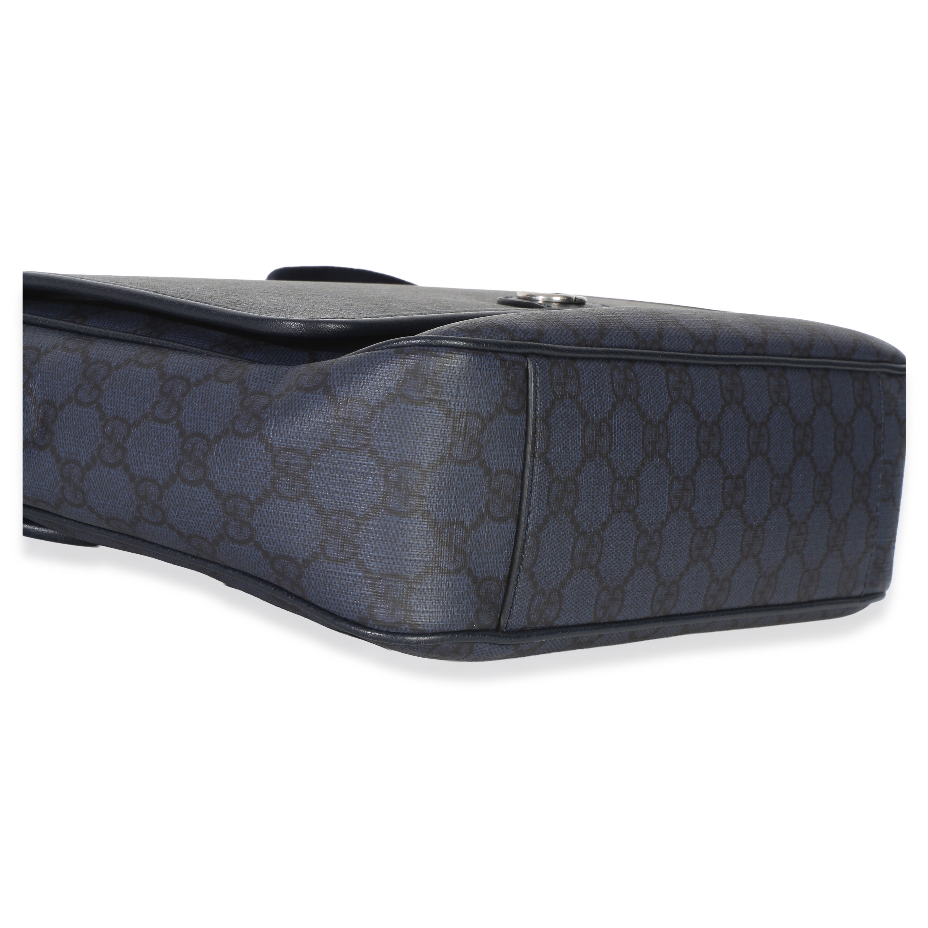 Blue Black Tender GG Supreme Dollar Calfskin Ophidia Messenger Bag
