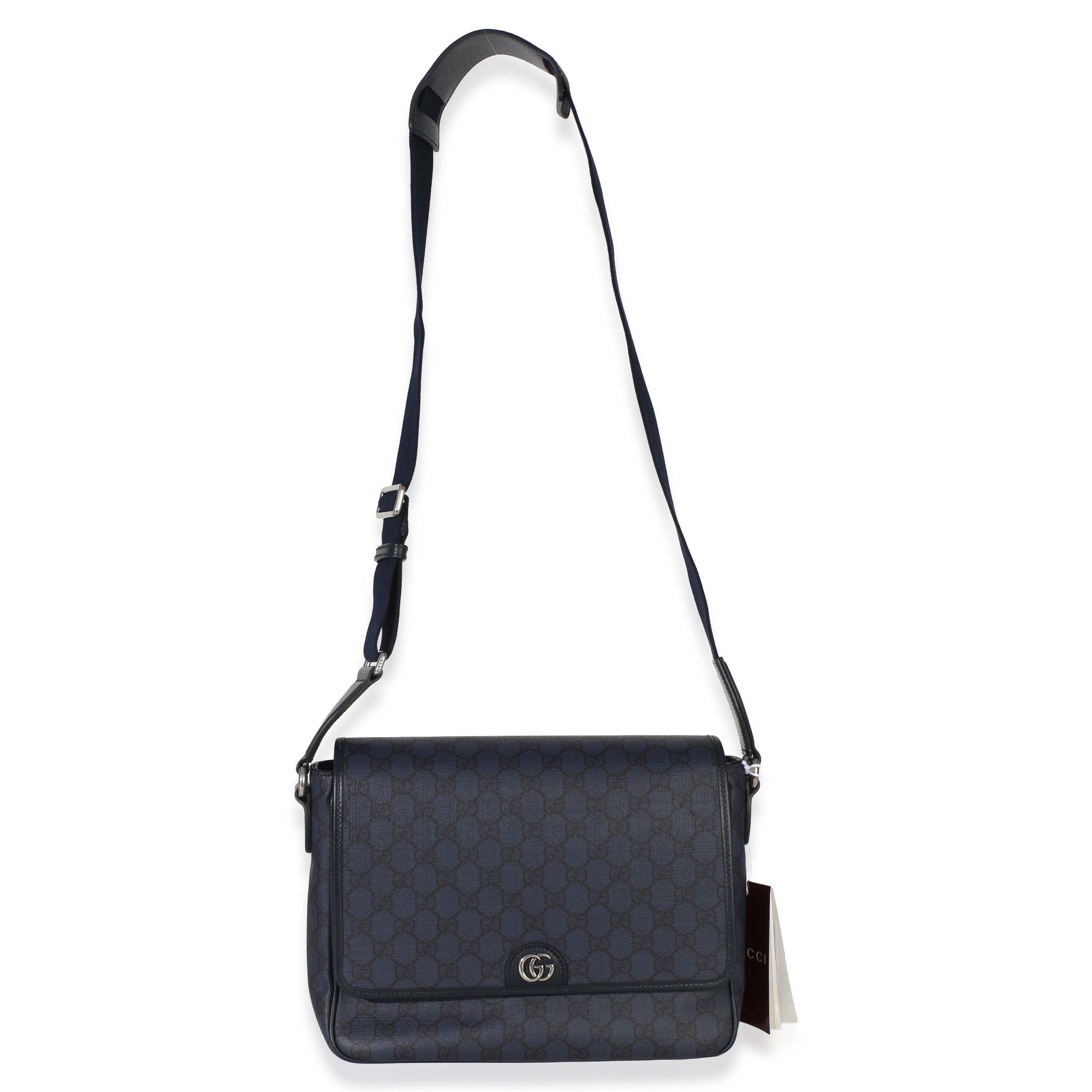 Blue Black Tender GG Supreme Dollar Calfskin Ophidia Messenger Bag