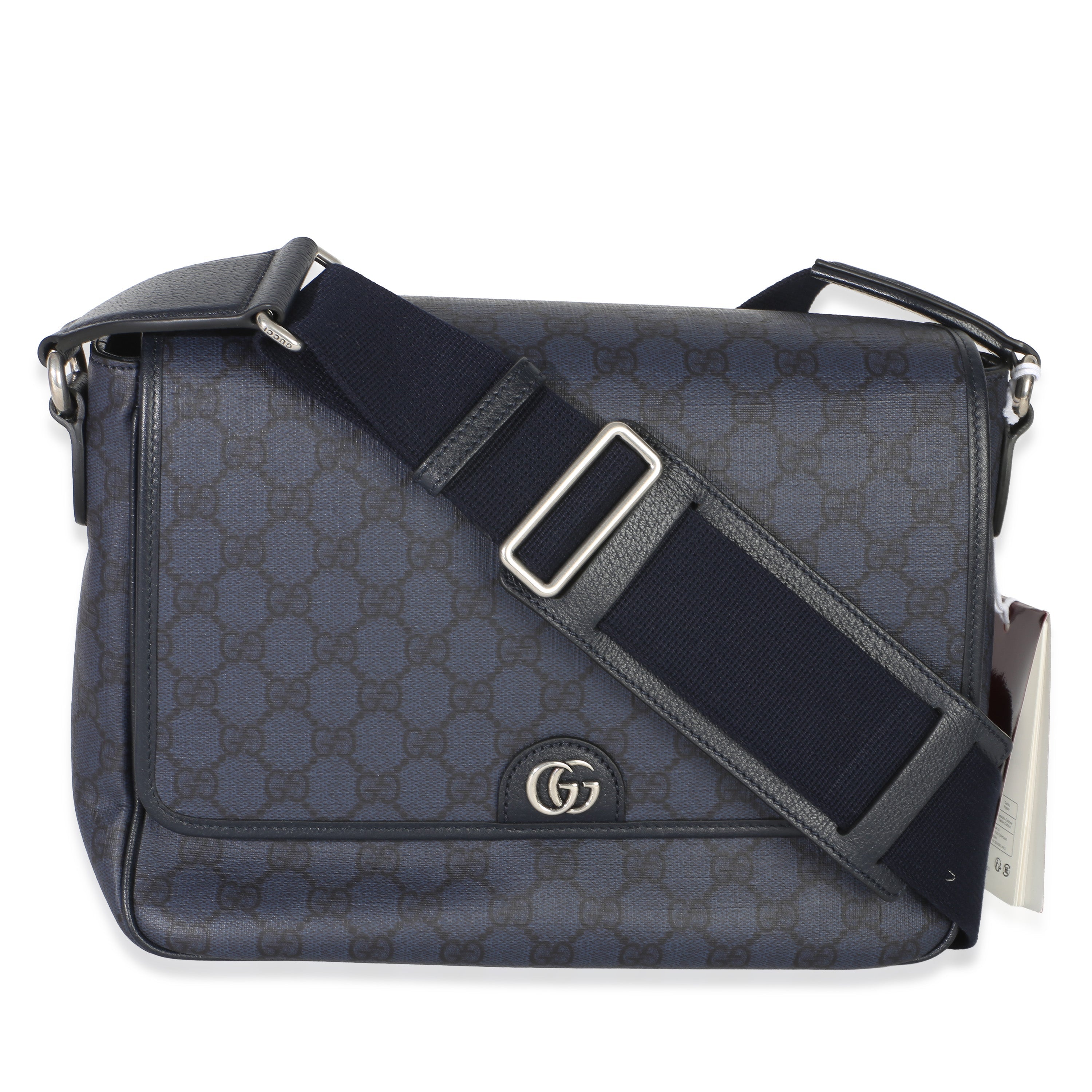 Blue Black Tender GG Supreme Dollar Calfskin Ophidia Messenger Bag
