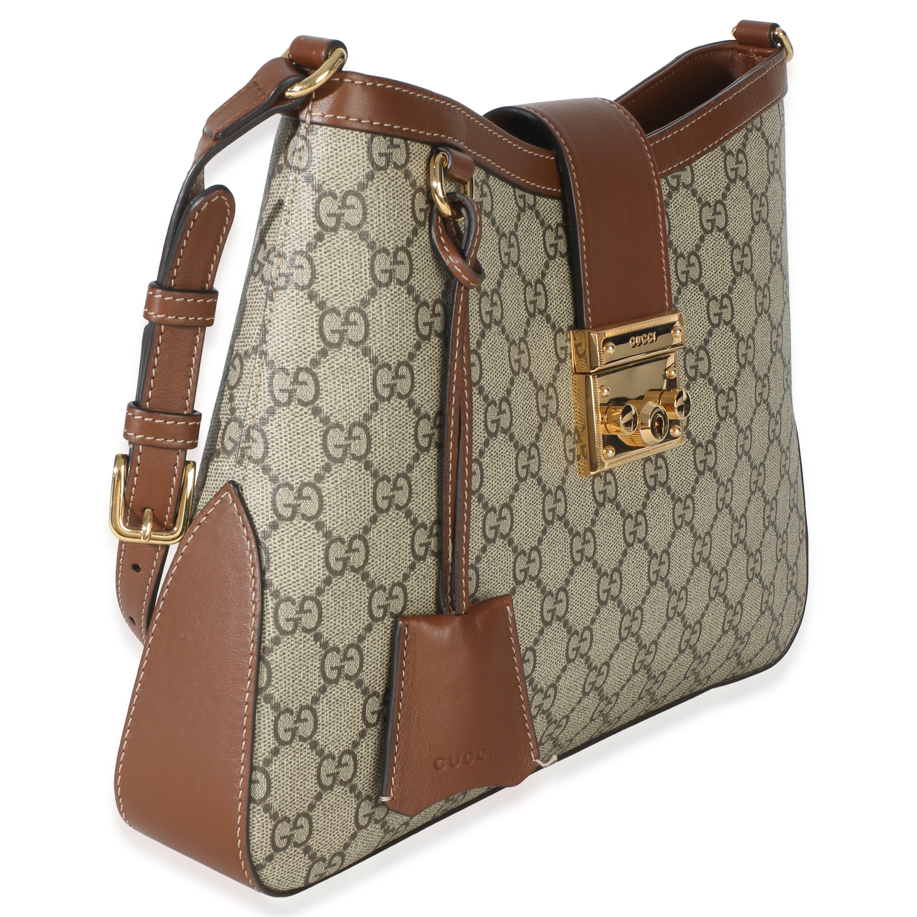Beige Ebony GG Supreme Monogram Canvas Medium Padlock Shoulder Bag
