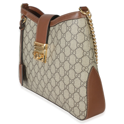 Beige Ebony GG Supreme Monogram Canvas Medium Padlock Shoulder Bag