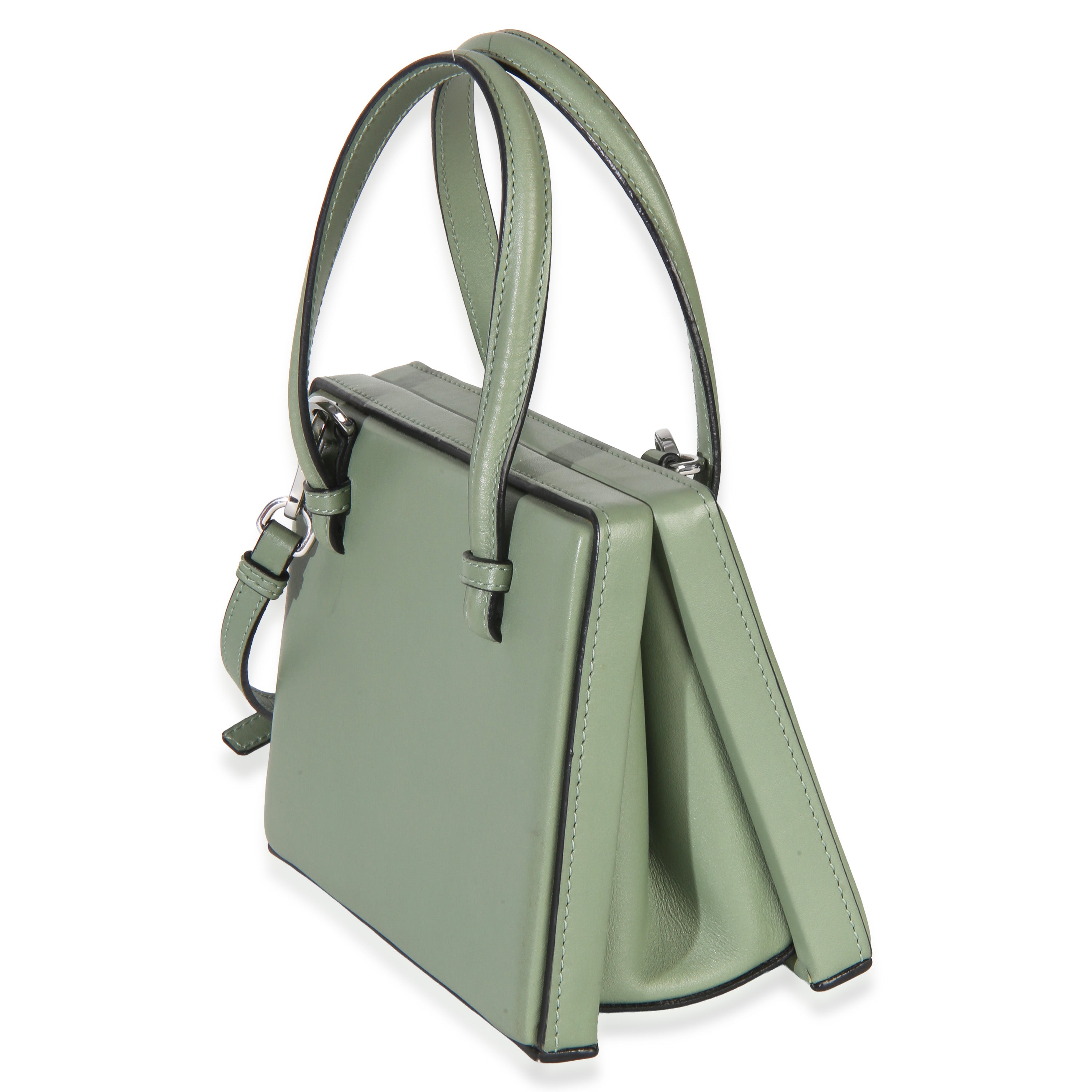 Green Calfskin Top Handle Postal Bag
