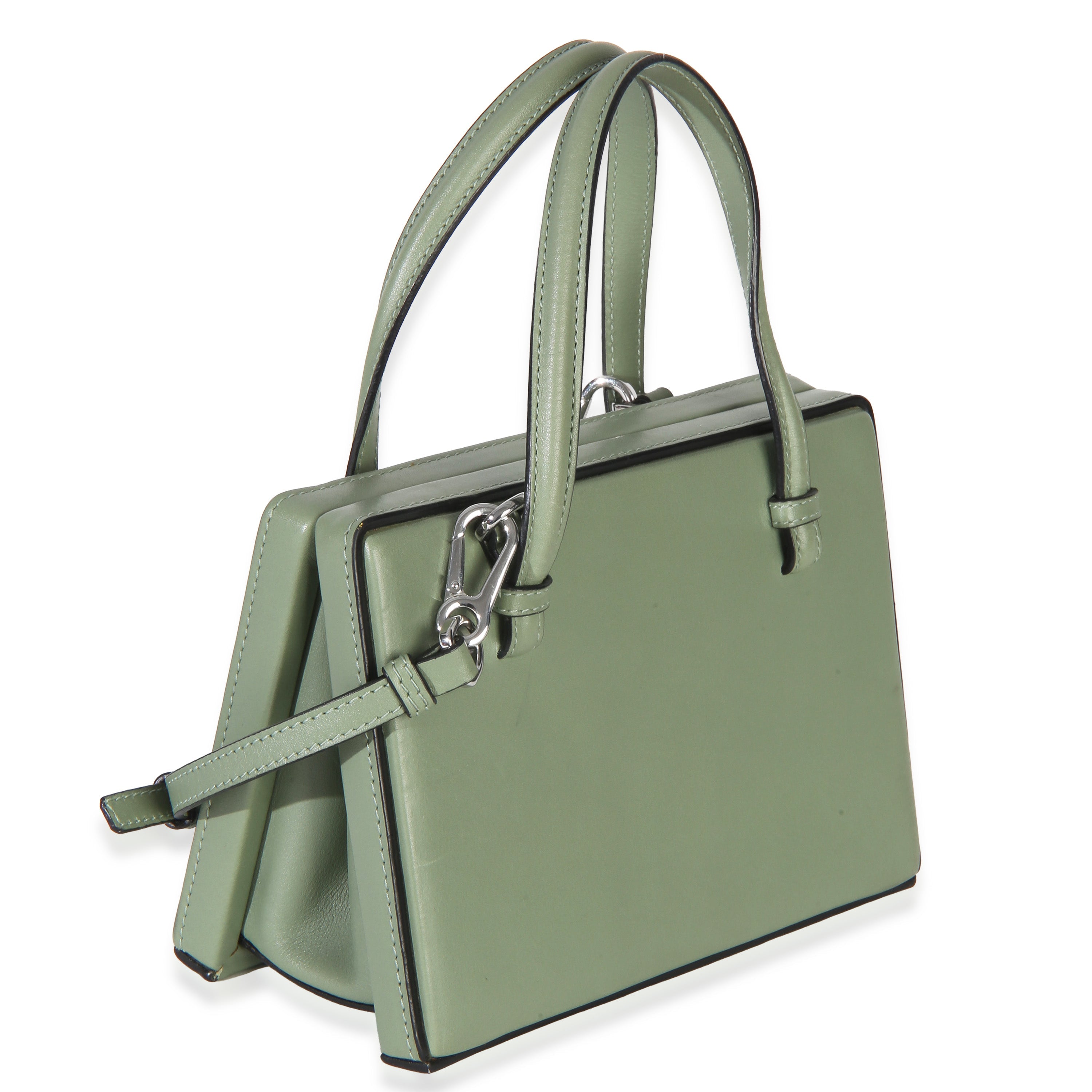 Green Calfskin Top Handle Postal Bag