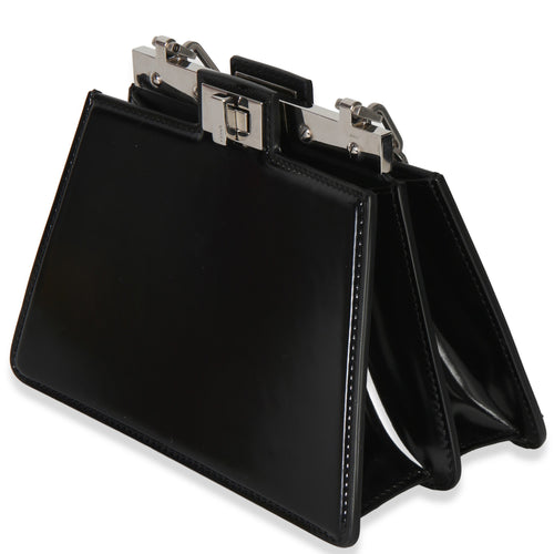 Black Patent Petite Peekaboo Cut Chain Shoulder Bag