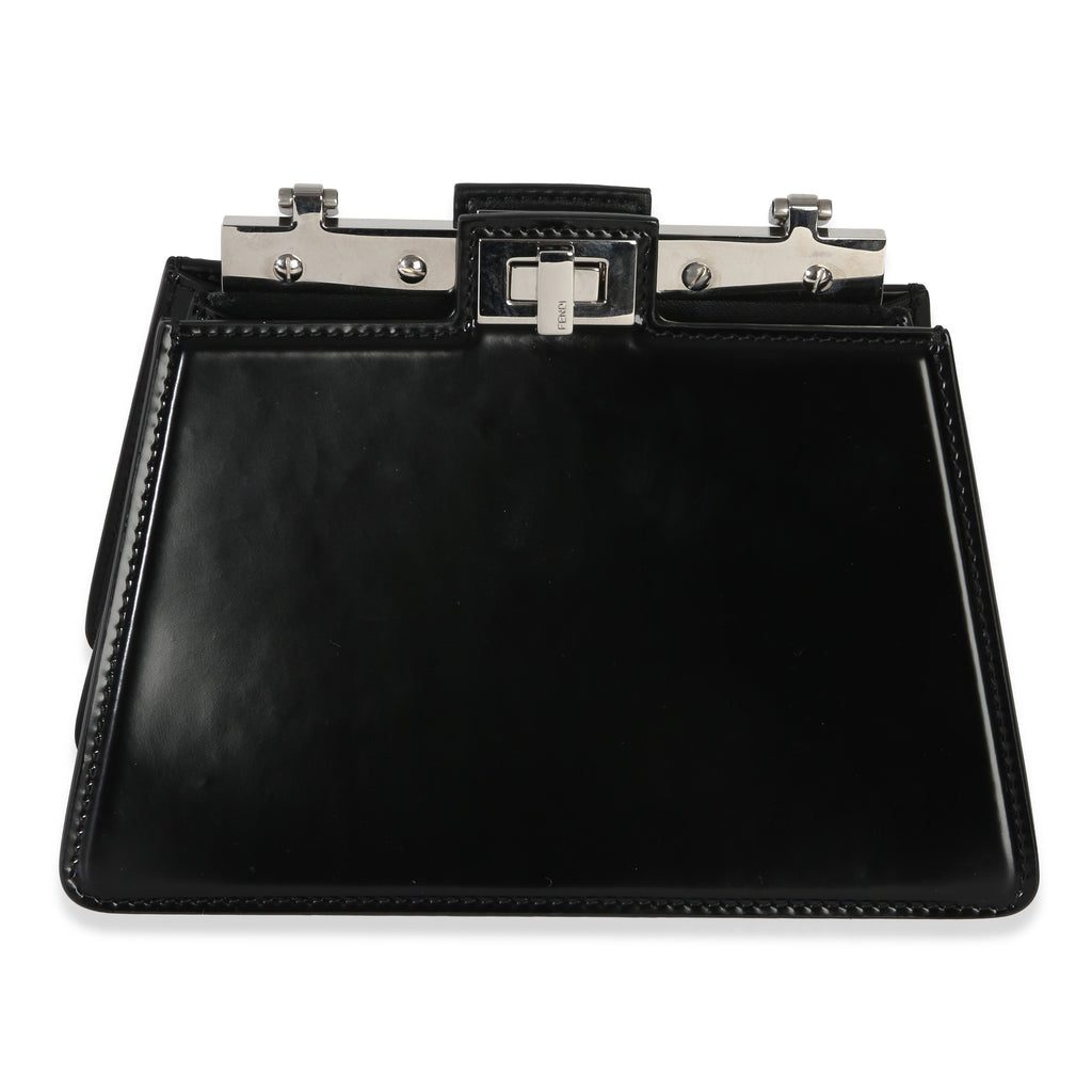 Black Patent Petite Peekaboo Cut Chain Shoulder Bag