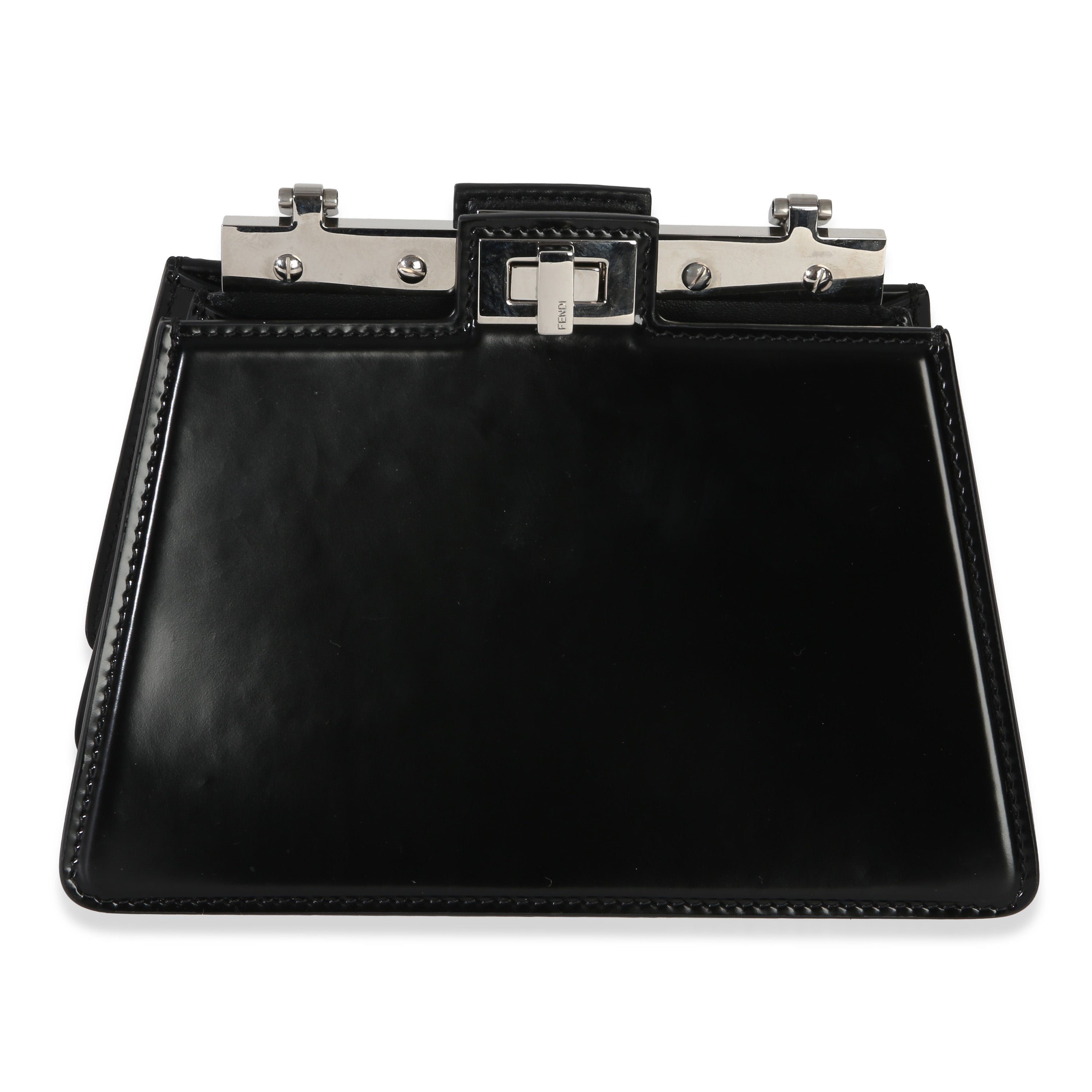 Black Patent Petite Peekaboo Cut Chain Shoulder Bag