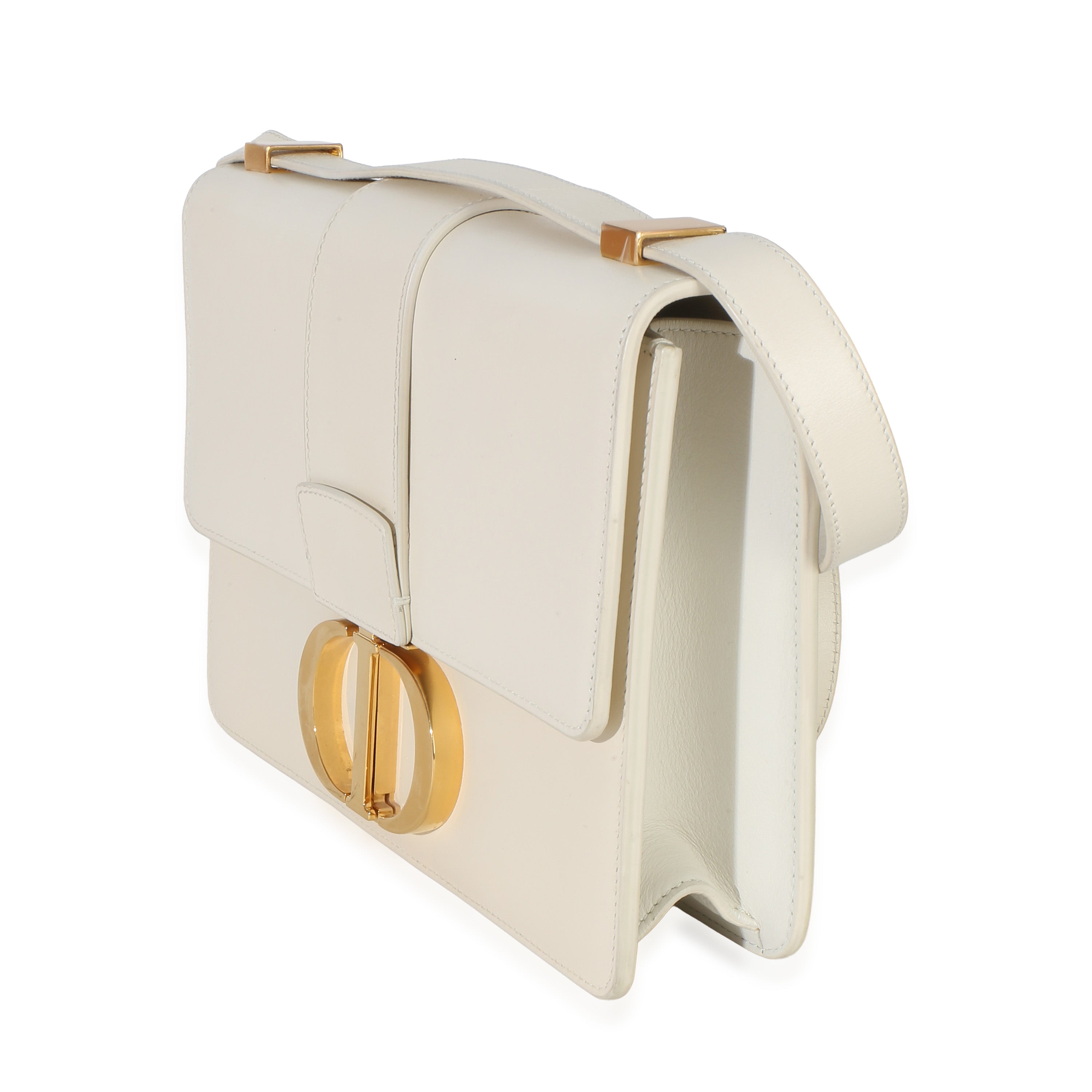 White Smooth Box Calfskin 30 Montaigne Flap