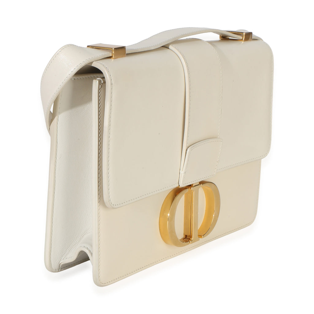 White Smooth Box Calfskin 30 Montaigne Flap