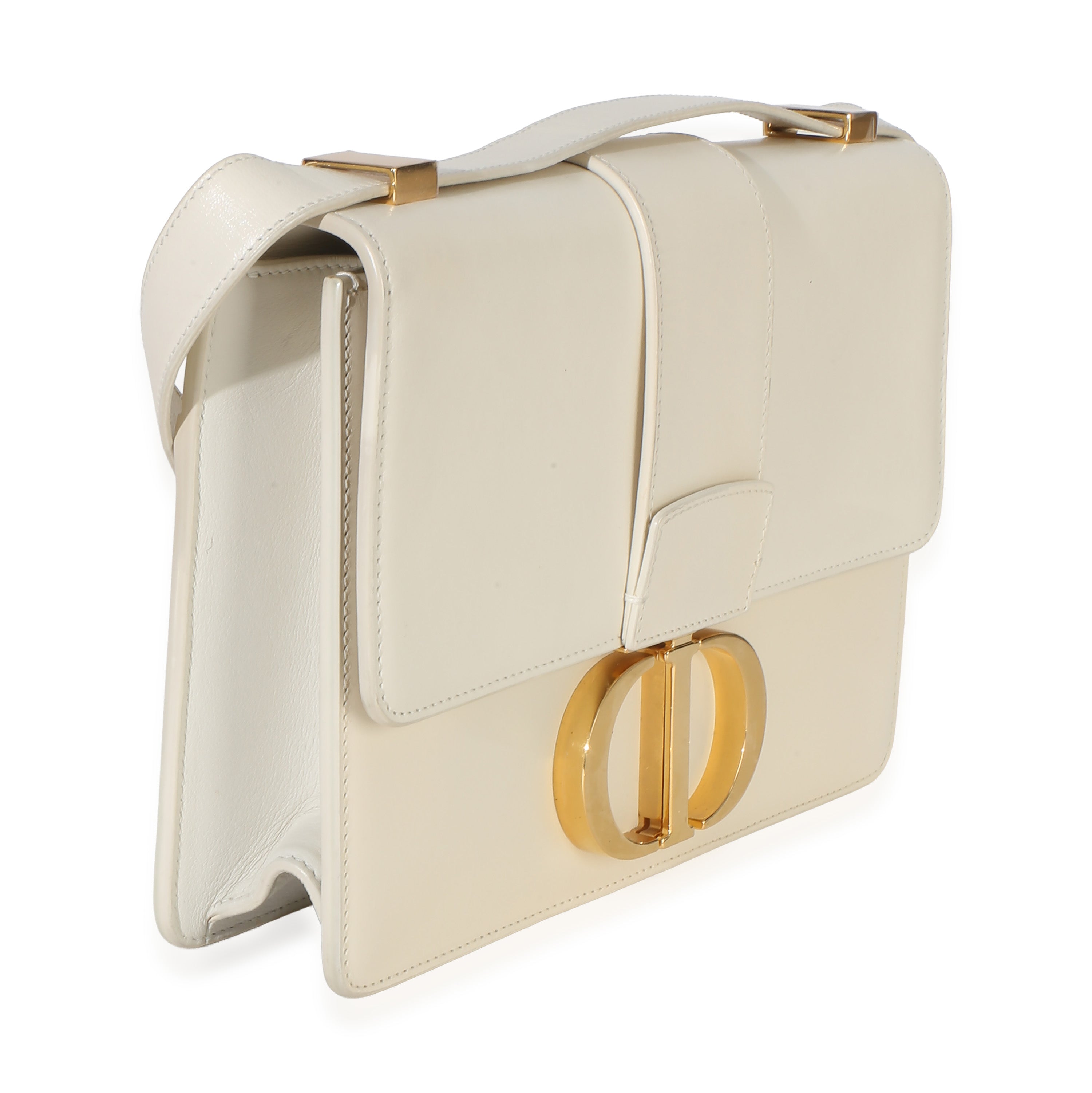 White Smooth Box Calfskin 30 Montaigne Flap