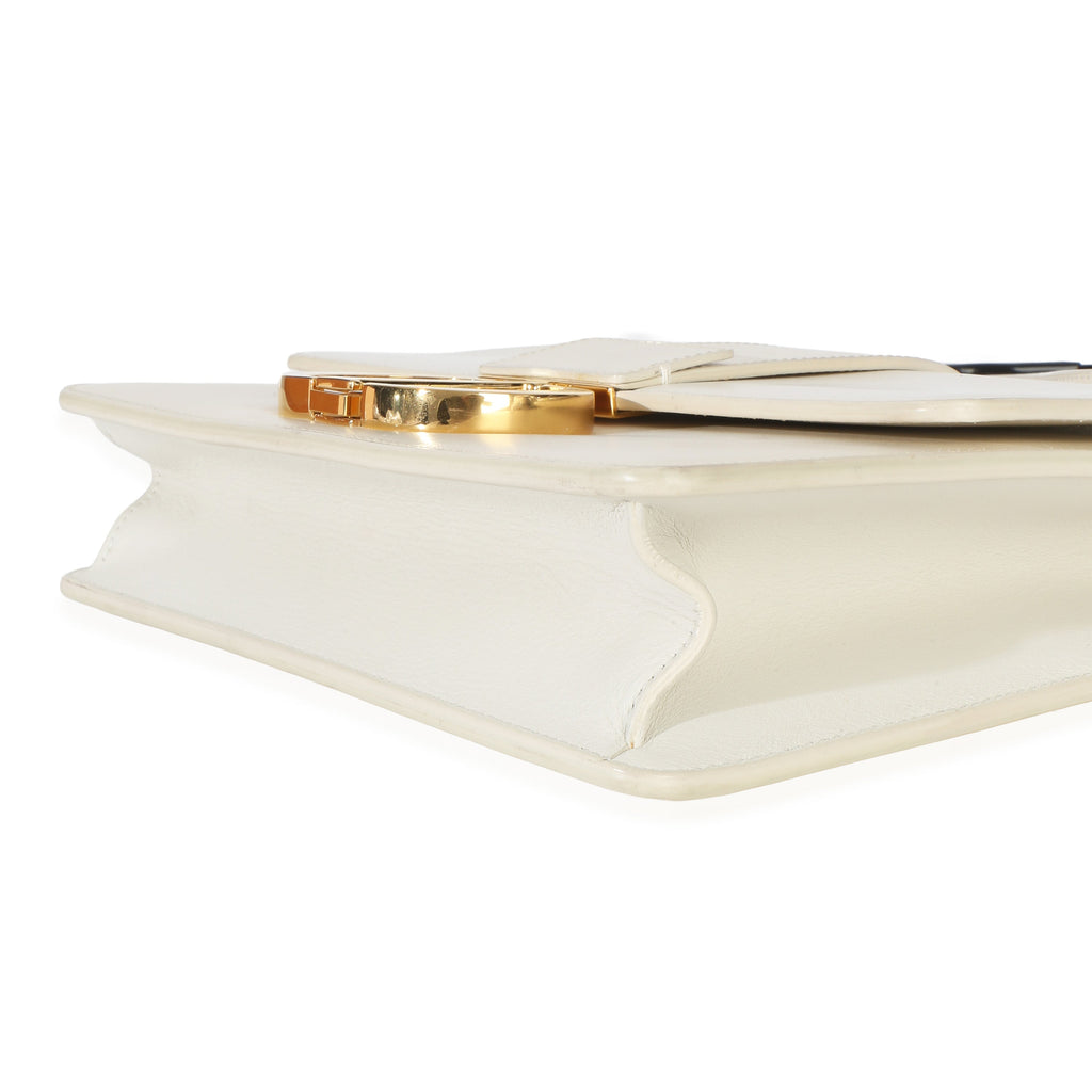 White Smooth Box Calfskin 30 Montaigne Flap