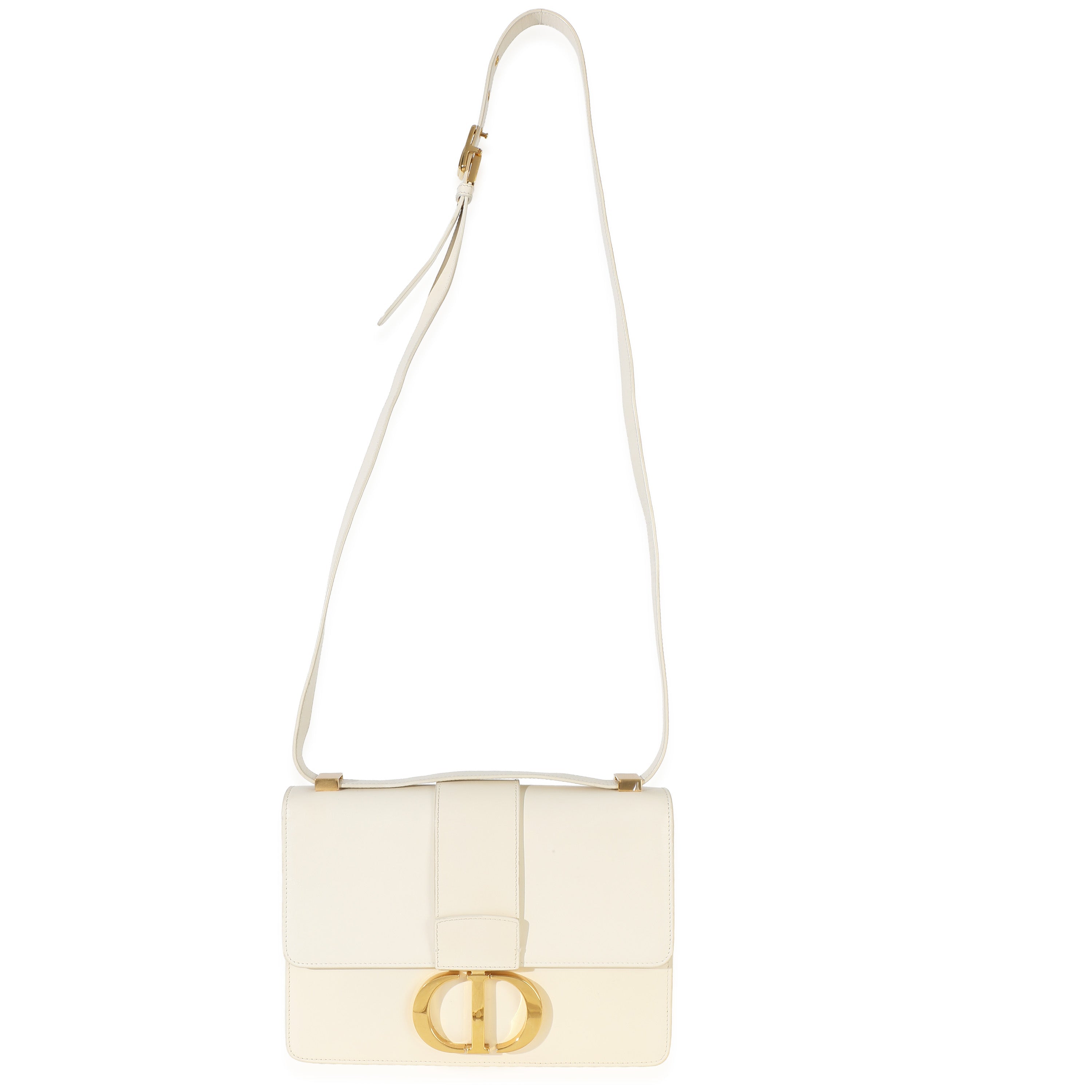White Smooth Box Calfskin 30 Montaigne Flap
