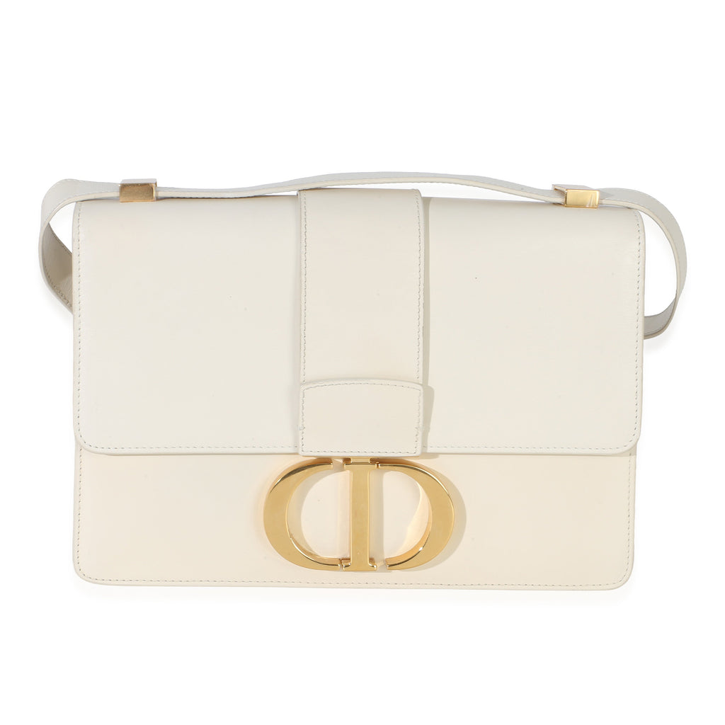White Smooth Box Calfskin 30 Montaigne Flap