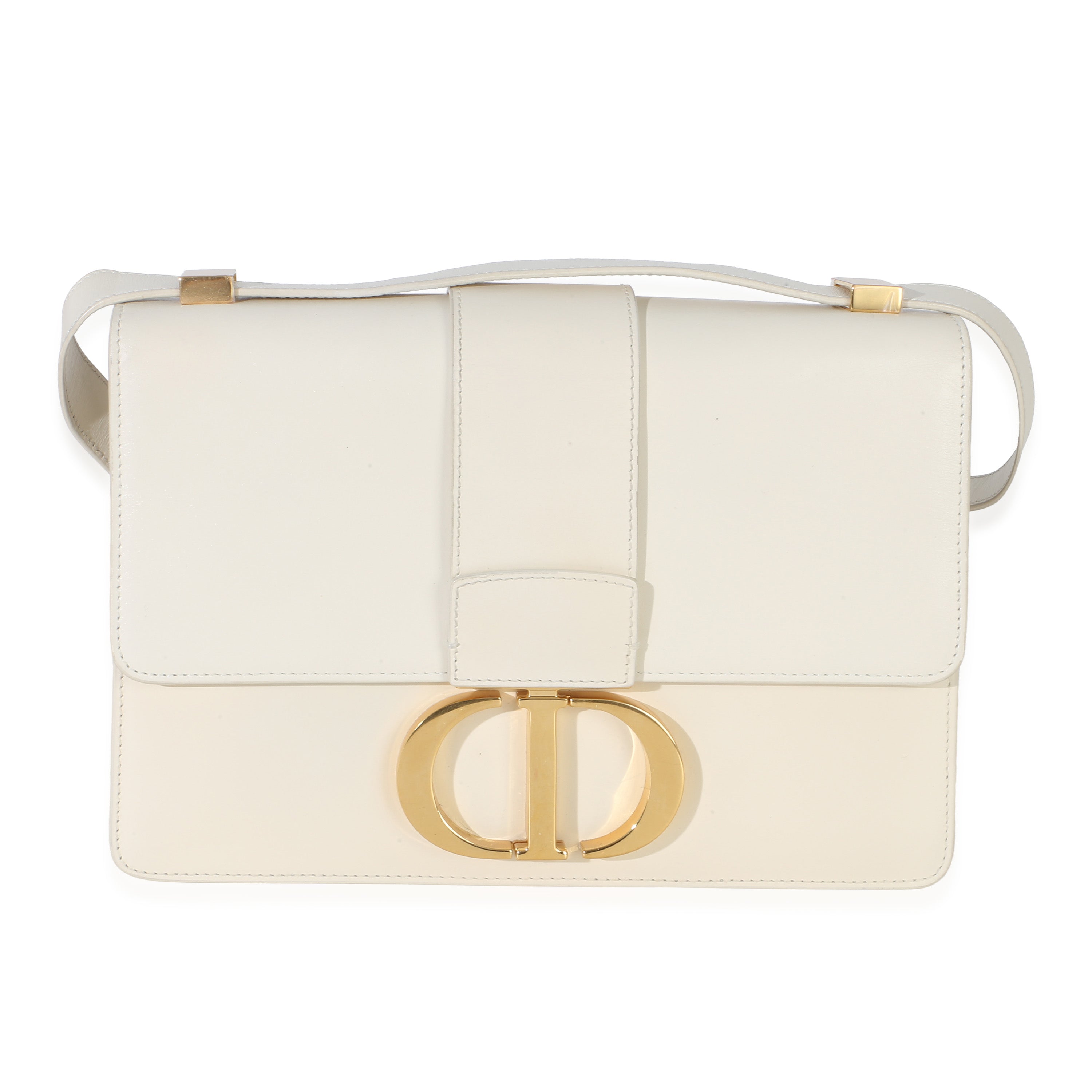 White Smooth Box Calfskin 30 Montaigne Flap