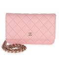 Pink Quilted Caviar Wallet On Chain