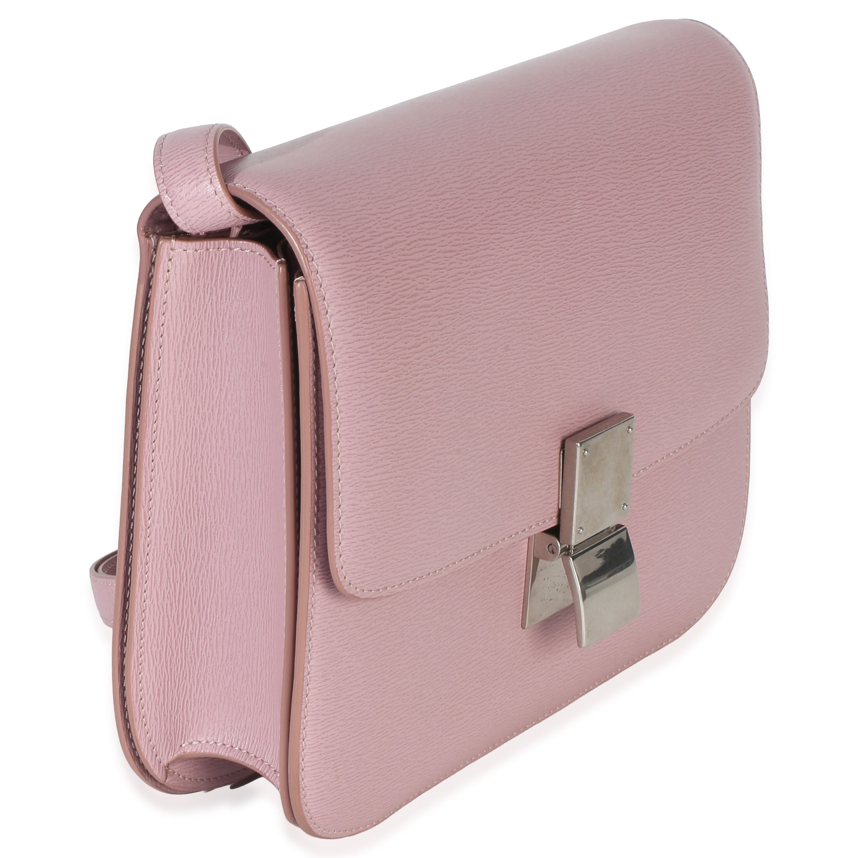 Pink Textured Calfskin Small Box Bag