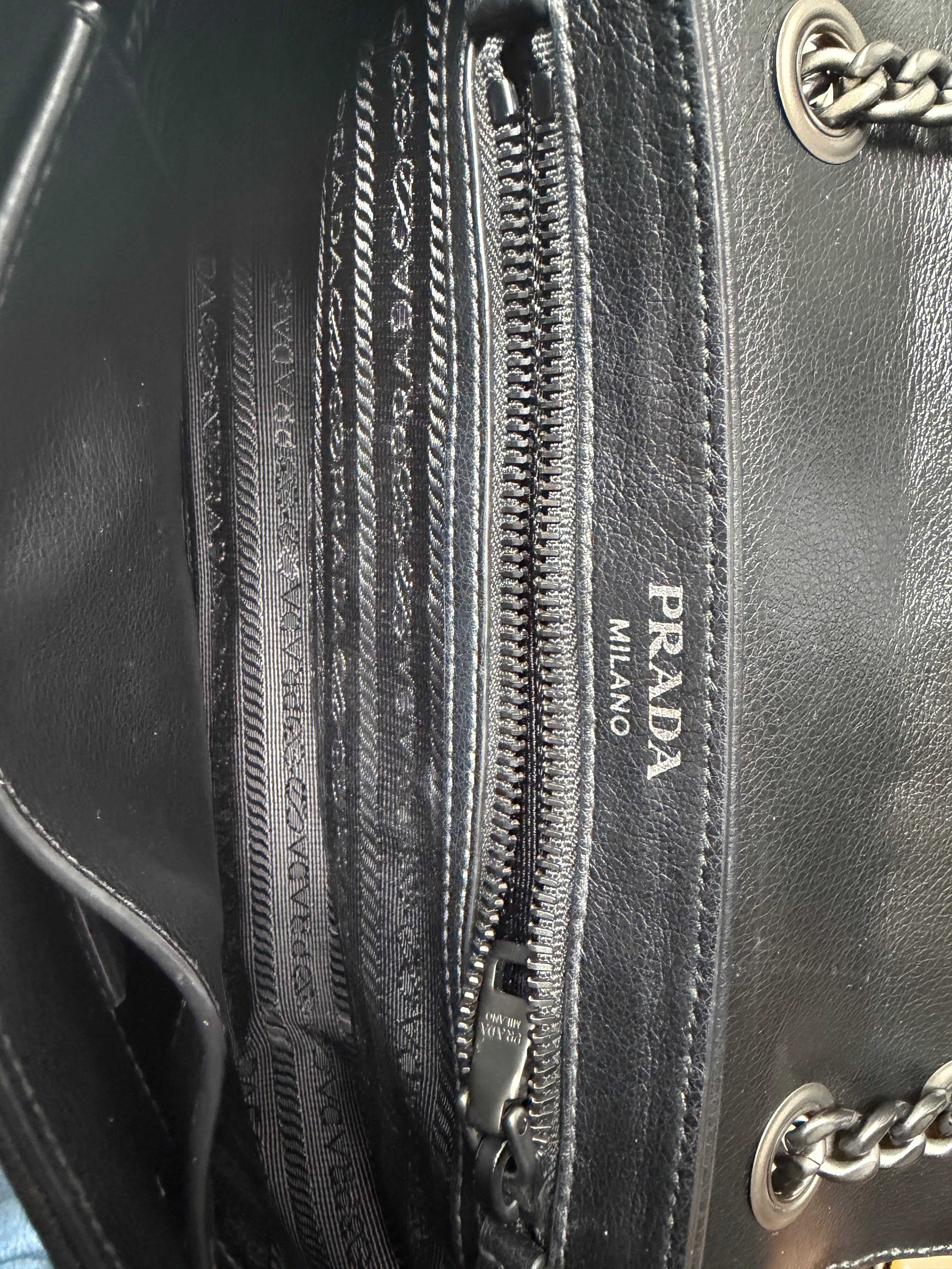 Black Pink Calfskin Glace Studded Chain Flap