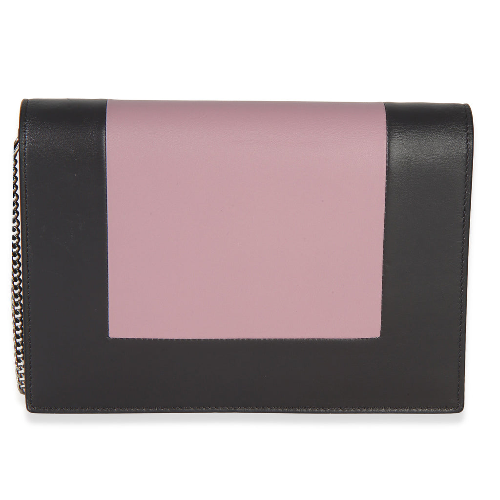 Grey Pink Smooth Calfskin Frame Evening Clutch On Chain