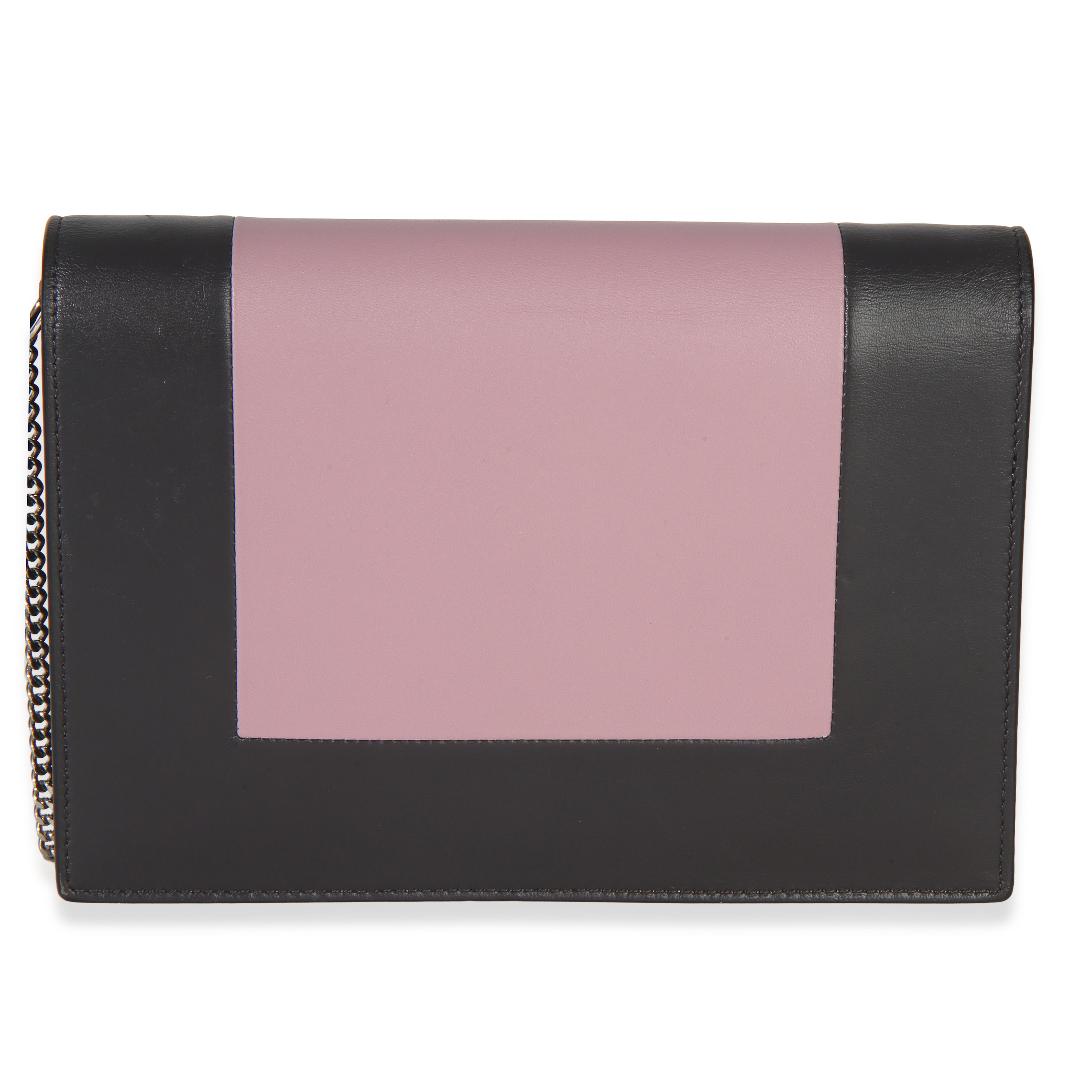 Grey Pink Smooth Calfskin Frame Evening Clutch On Chain
