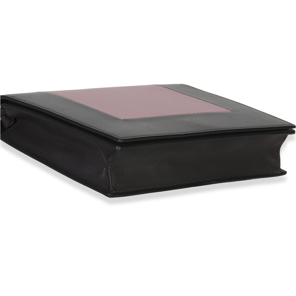 Grey Pink Smooth Calfskin Frame Evening Clutch On Chain