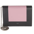 Grey Pink Smooth Calfskin Frame Evening Clutch On Chain