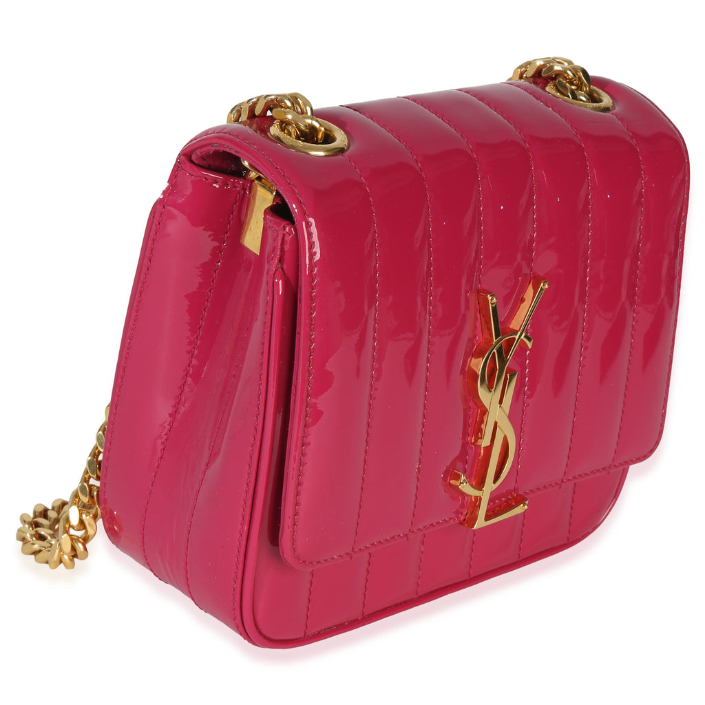 Pink Patent Matelasse Monogram Small Vicky Chain Bag